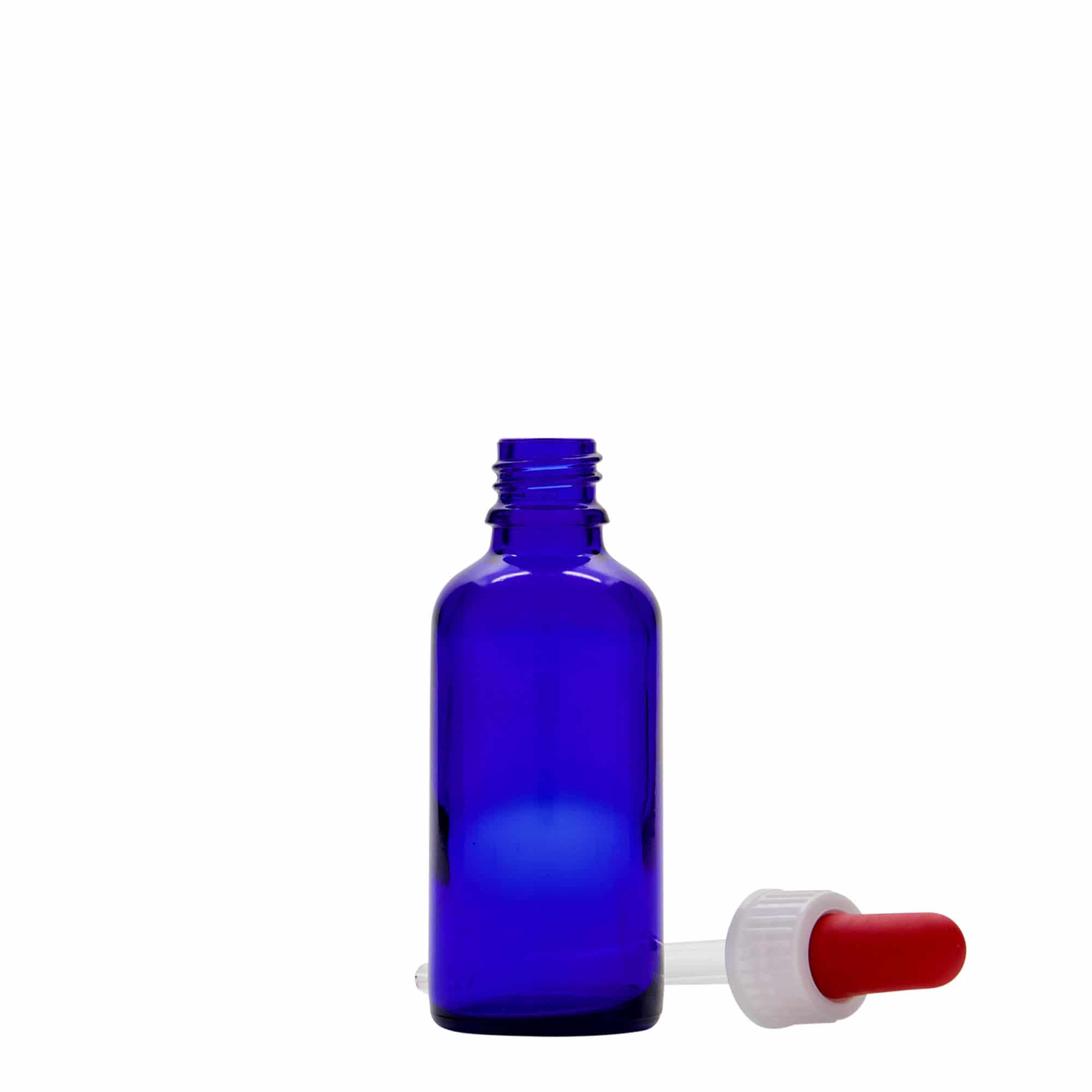 50 ml pipetteflaske medicin, glas, kongeblå-rød, åbning: DIN 18