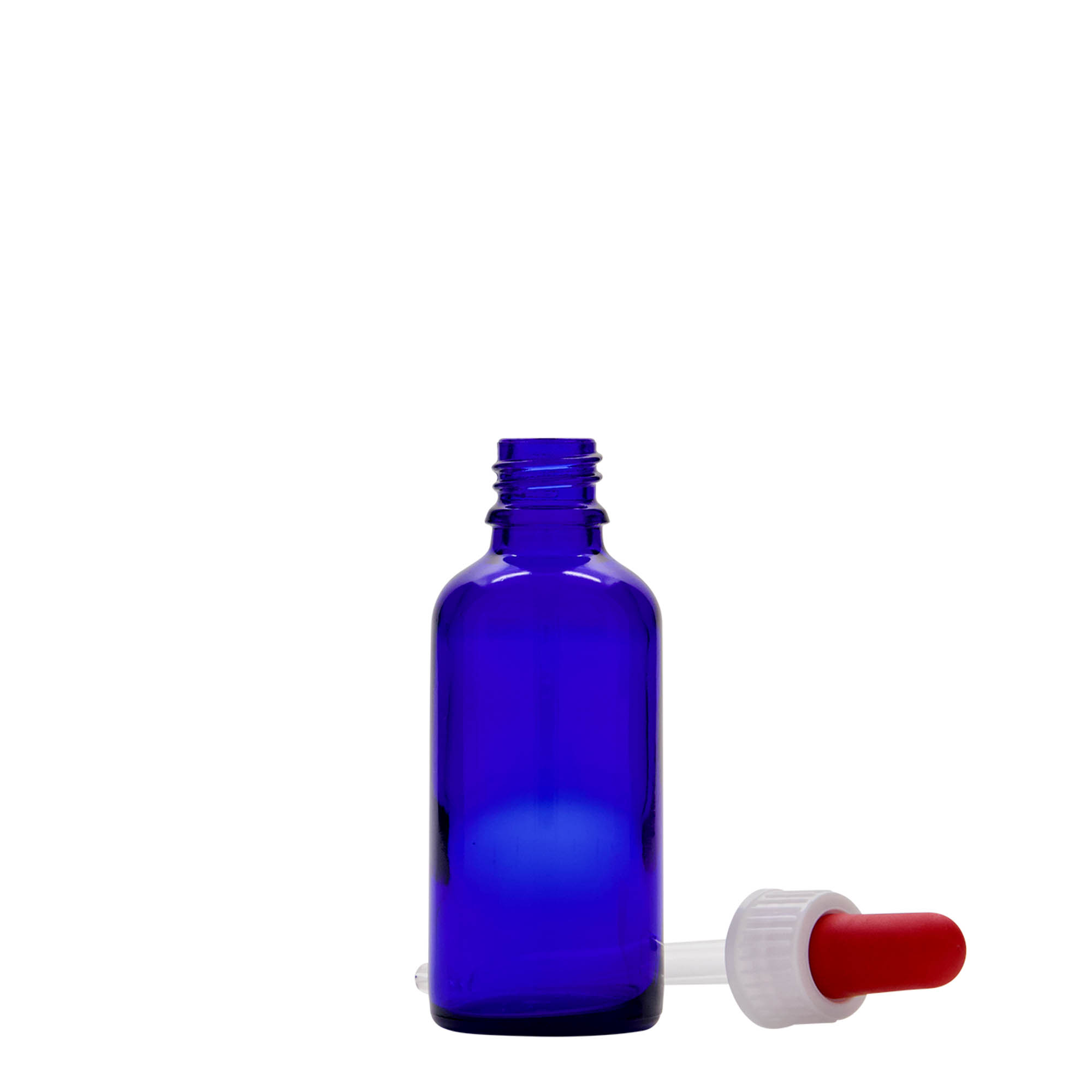 50 ml pipetteflaske medicin, glas, kongeblå-rød, åbning: DIN 18