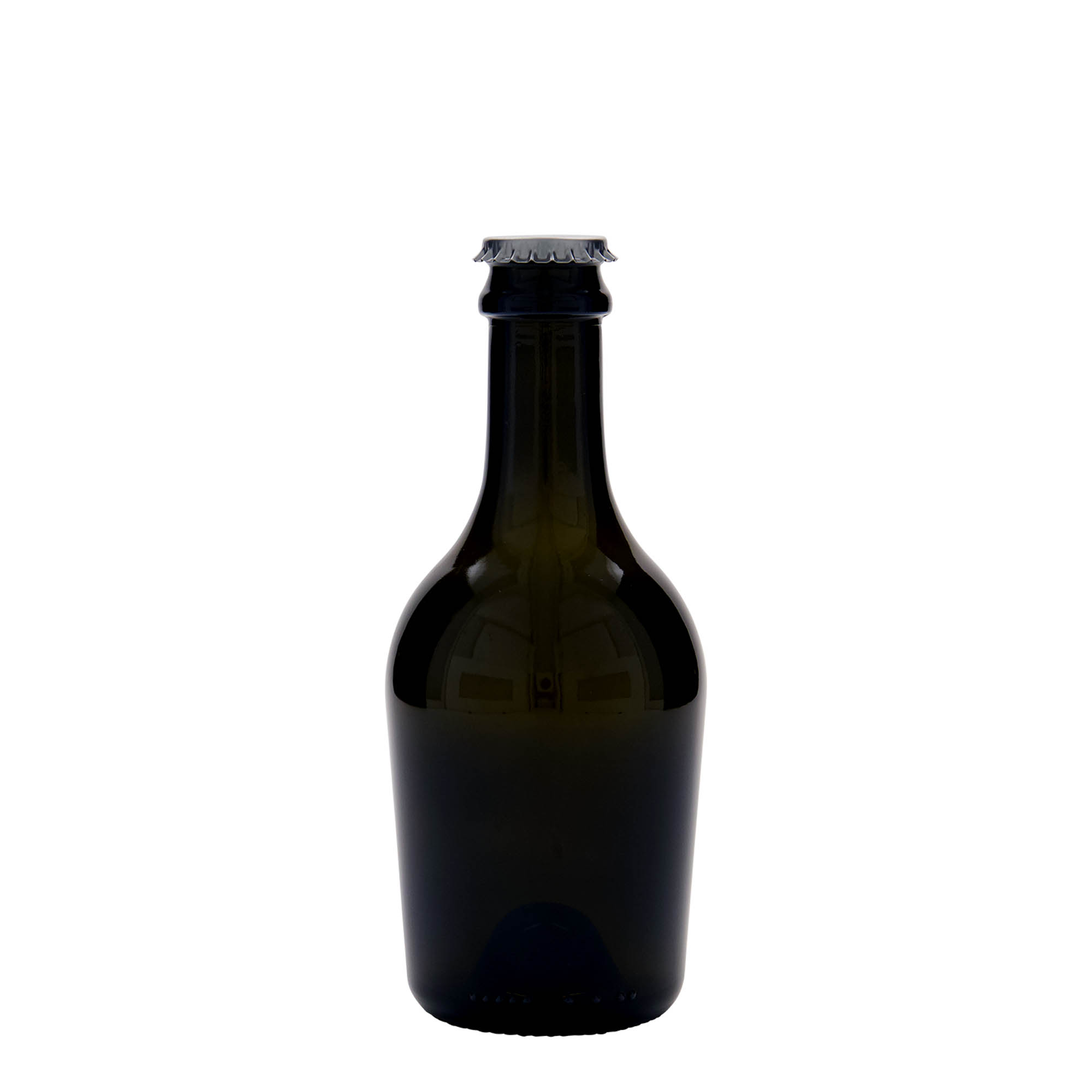 330 ml øl-/champagneflaske 'Butterfly', glas, antikgrøn, åbning: Kronekapsel