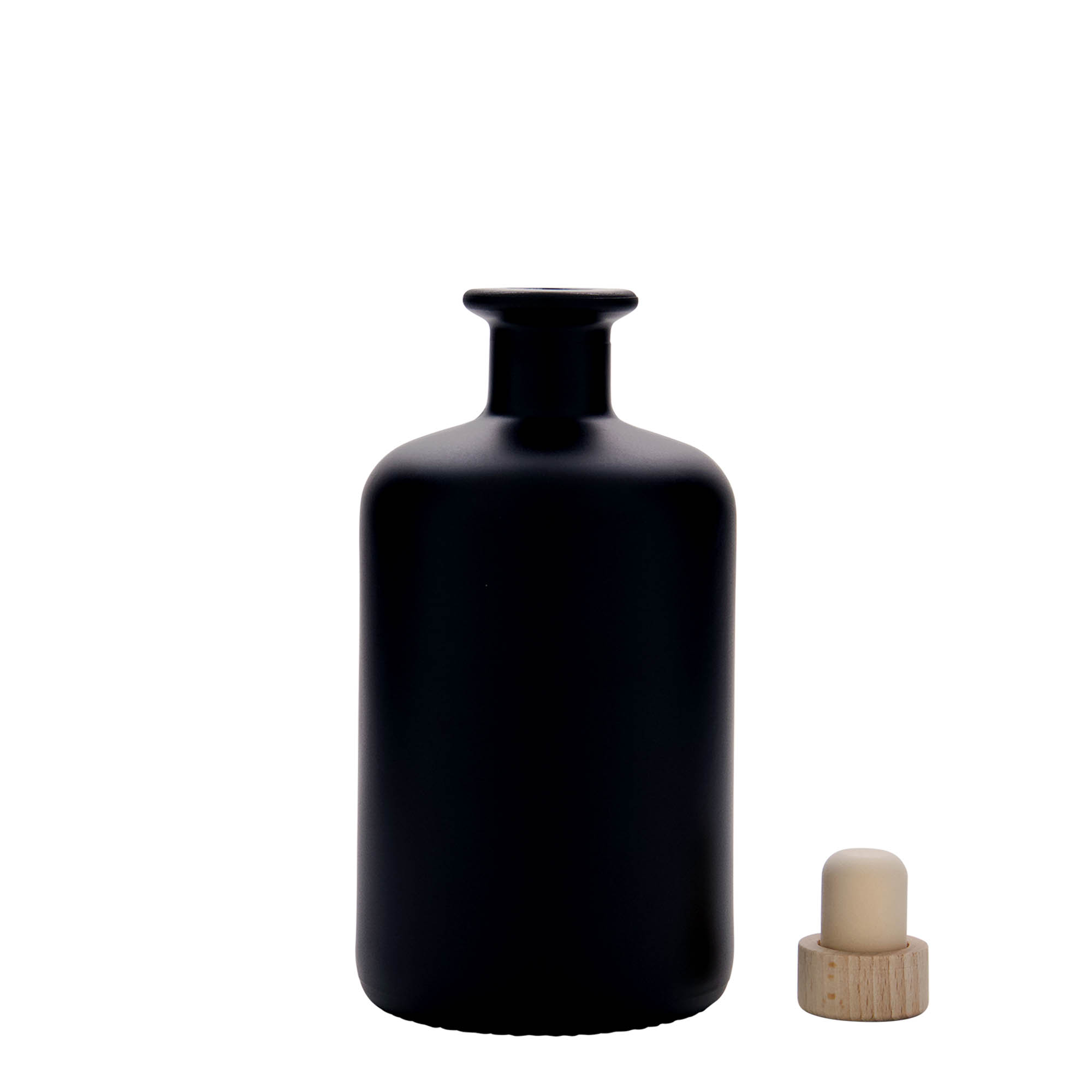 500 ml glasflaske apoteker, sort, åbning: kork