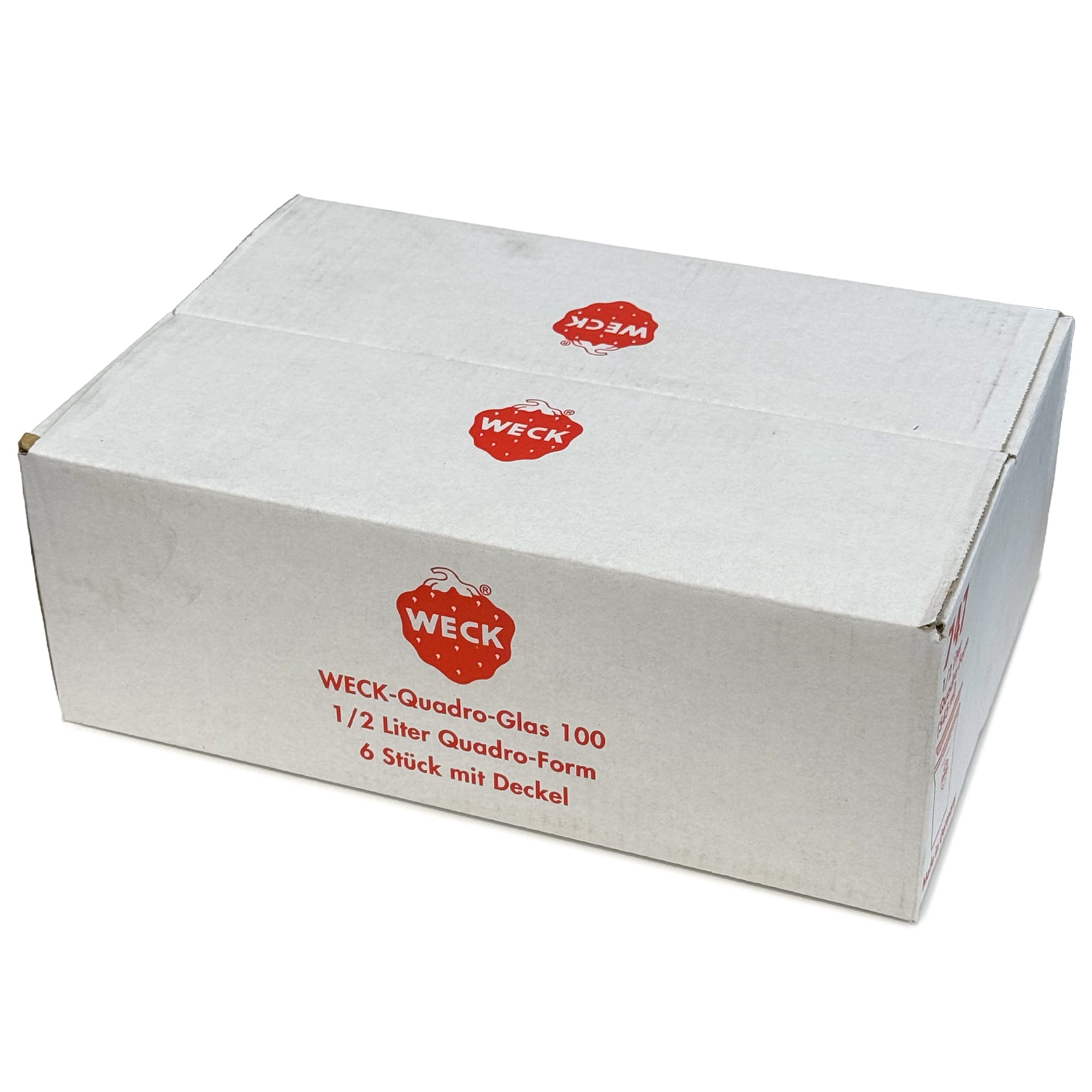 6x 545 ml WECK-quadroglas med glaslåg RR 100