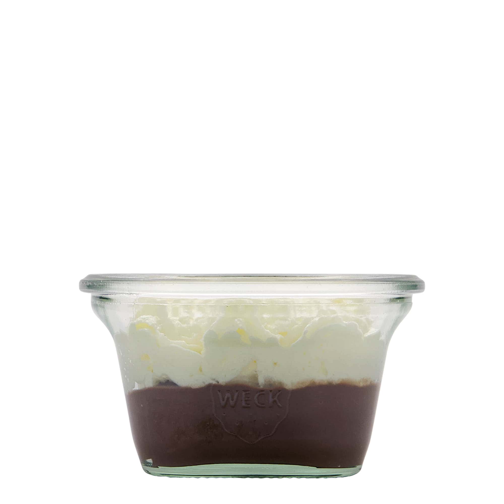 290 ml WECK-Quadroglas, firkantet, åbning: rund kant 290 ml WECK-Quadroglas, firkantet, åbning: rund kant