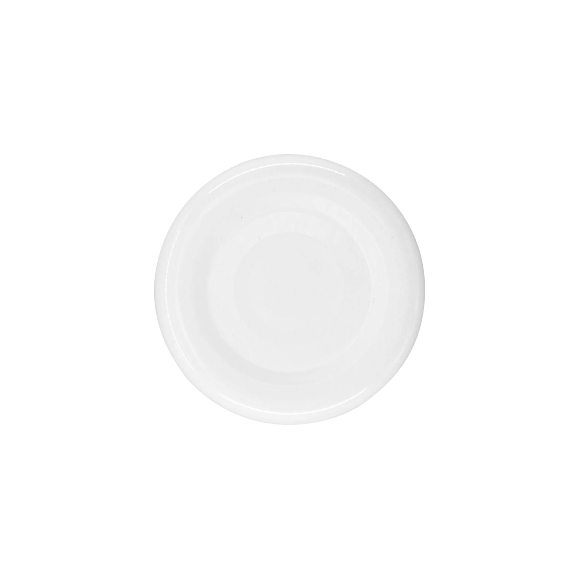 Twist-off-låg, hvidblik, hvid, til åbning: TO 38