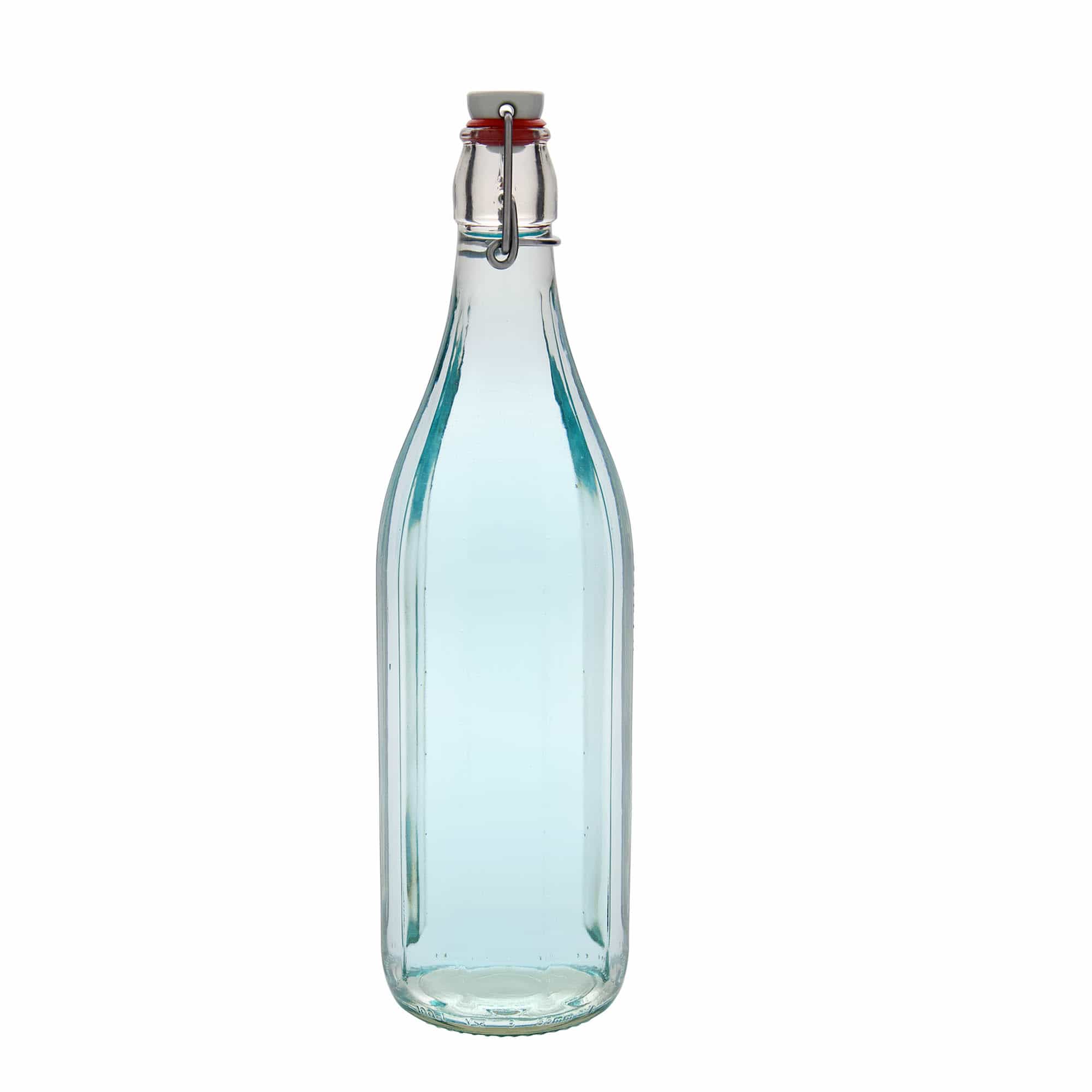 1.000 ml glasflaske 'Bravo' #, ti-kantet, munding: låseklips