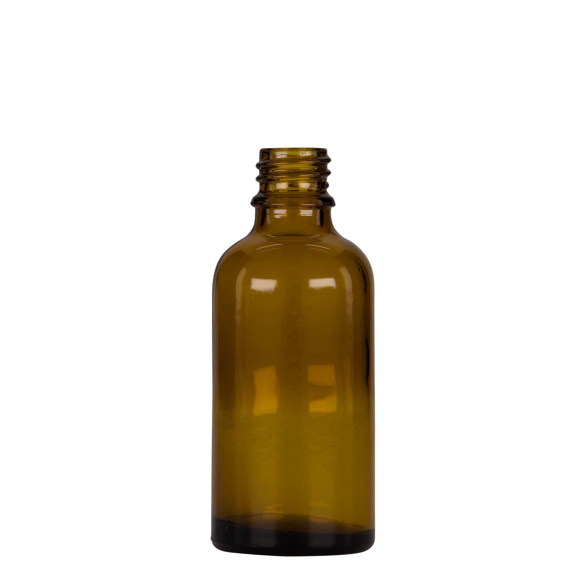 50 ml pipetteflaske medicin, glas, brun-sort, munding: DIN 18