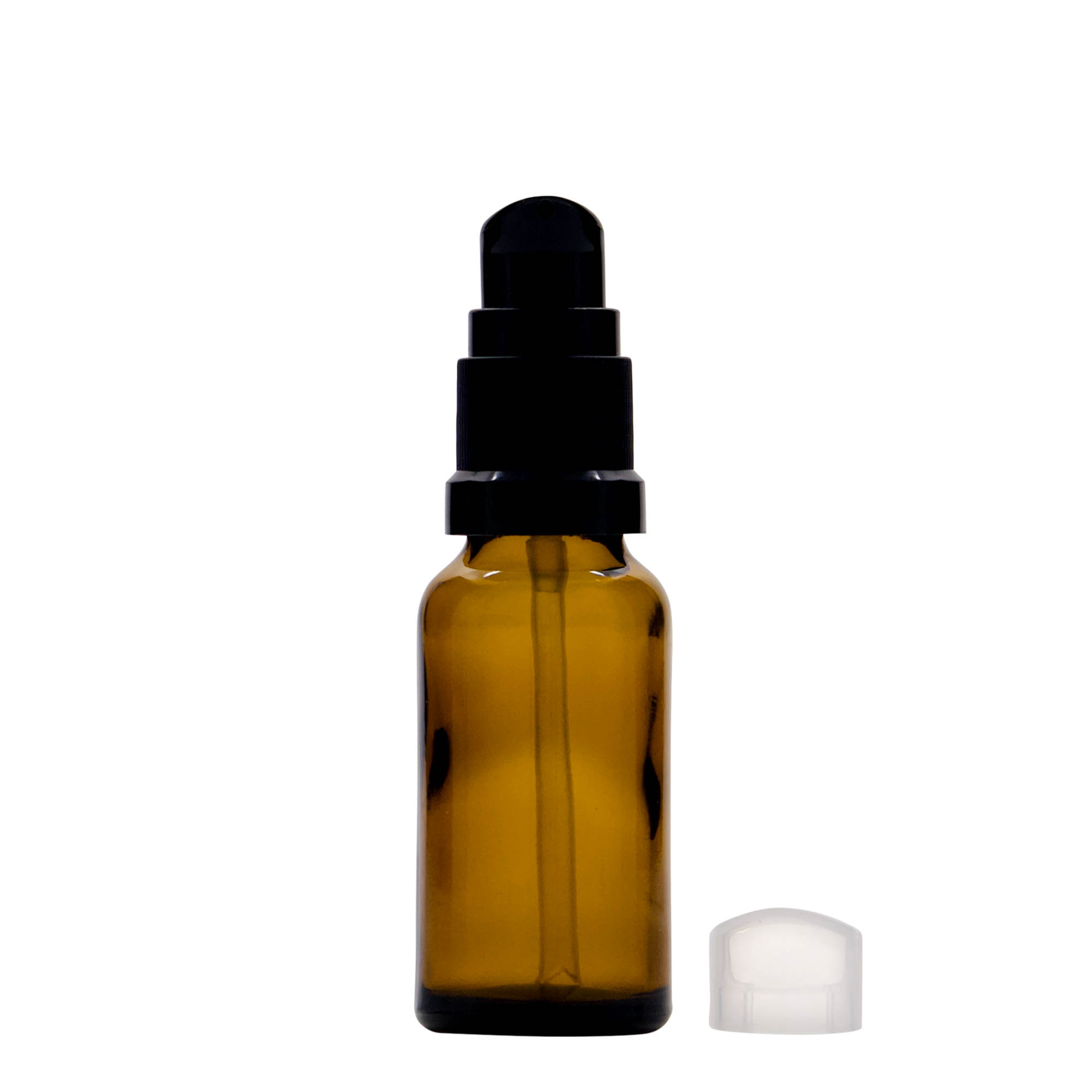 20 ml medicinflaske med lotionpumpe, glas, brun, åbning: DIN 18 20 ml medicinflaske med lotionpumpe, glas, brun, åbning: DIN 18