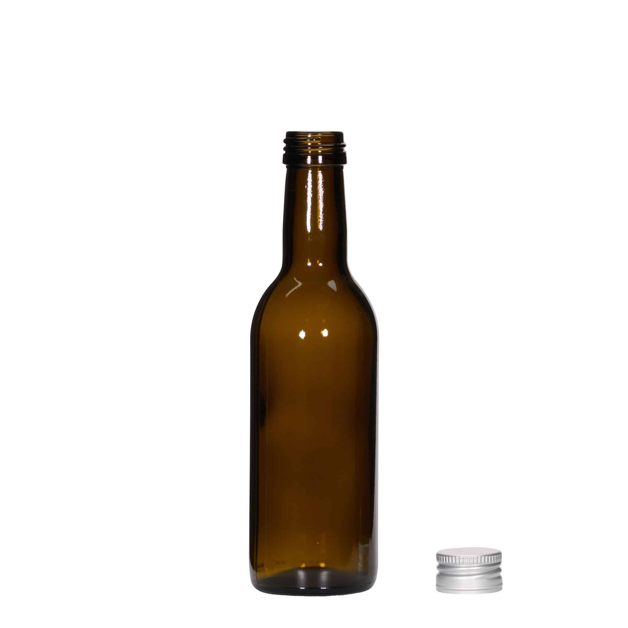 250 ml glasflaske 'Bordeaux', antikgrøn, åbning: PP 28