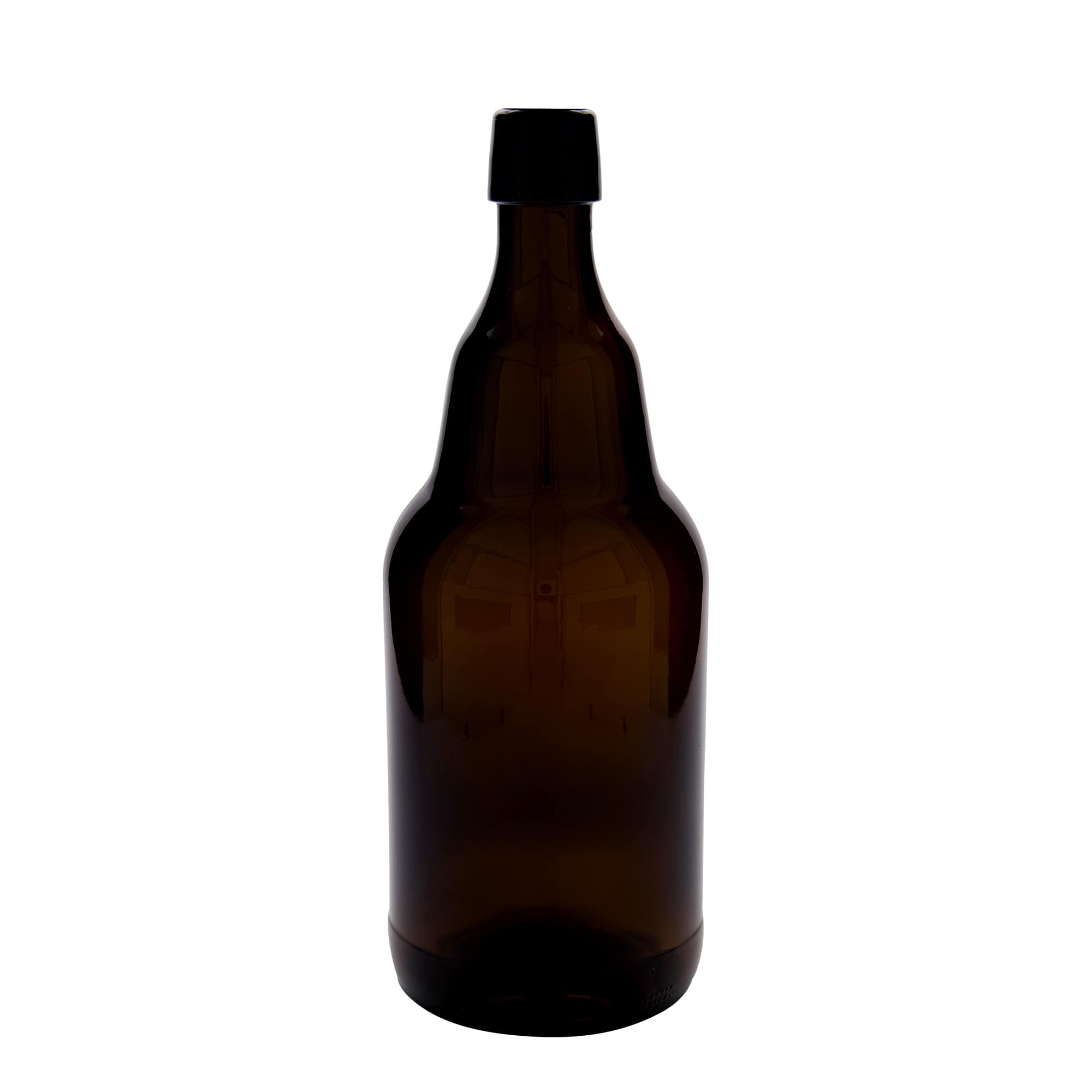 2.000 ml ølflaske, glas, brun, åbning: patentprop