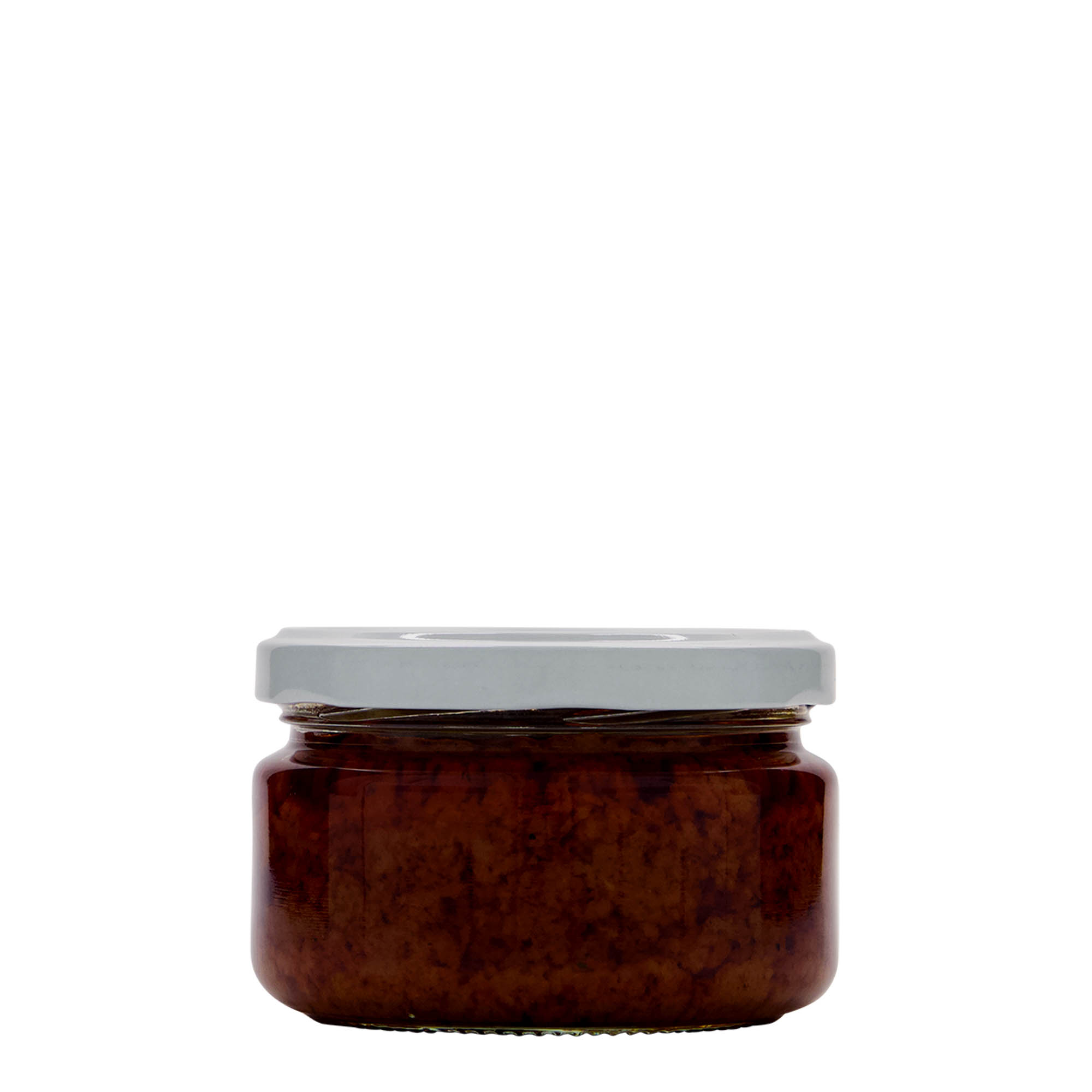 230 ml flad rundt glas, åbning: Twist-Off (TO 82) 230 ml flad rundt glas, åbning: Twist-Off (TO 82)