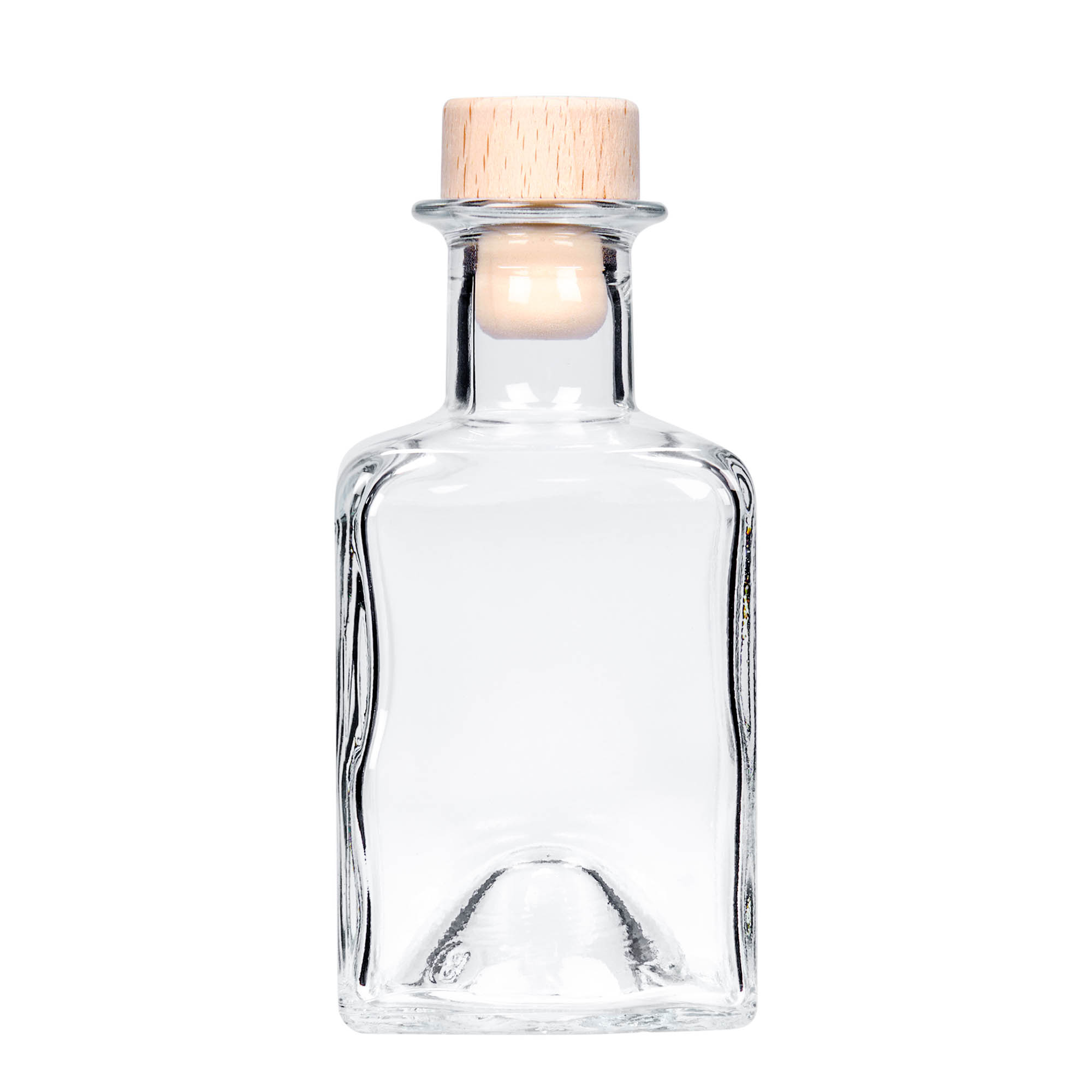 200 ml glasflaske 'Kubica', firkantet, åbning: kork