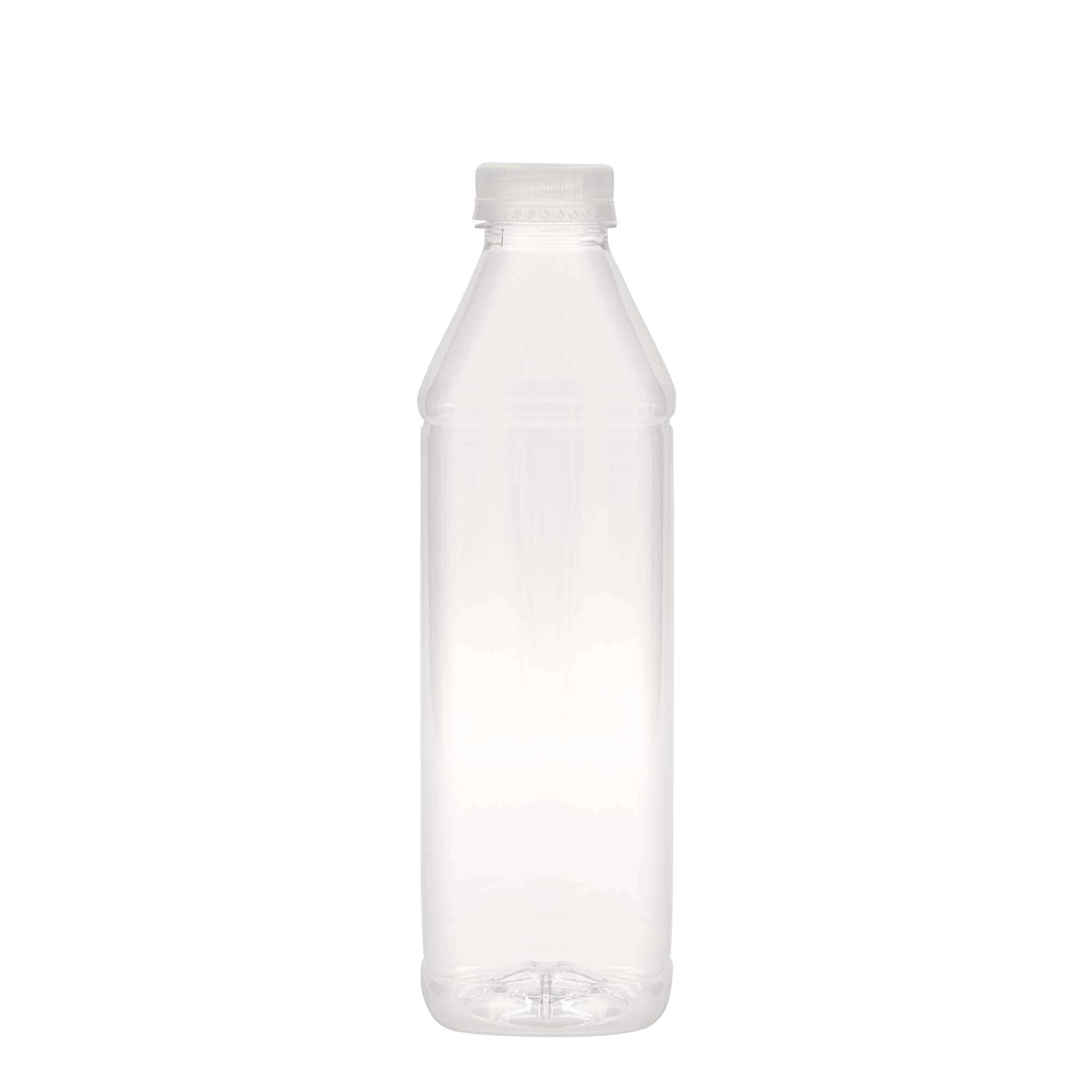 1.000 ml PET-flaske 'Milk and Juice Carré', kvadratisk, plast, åbning: 38 mm