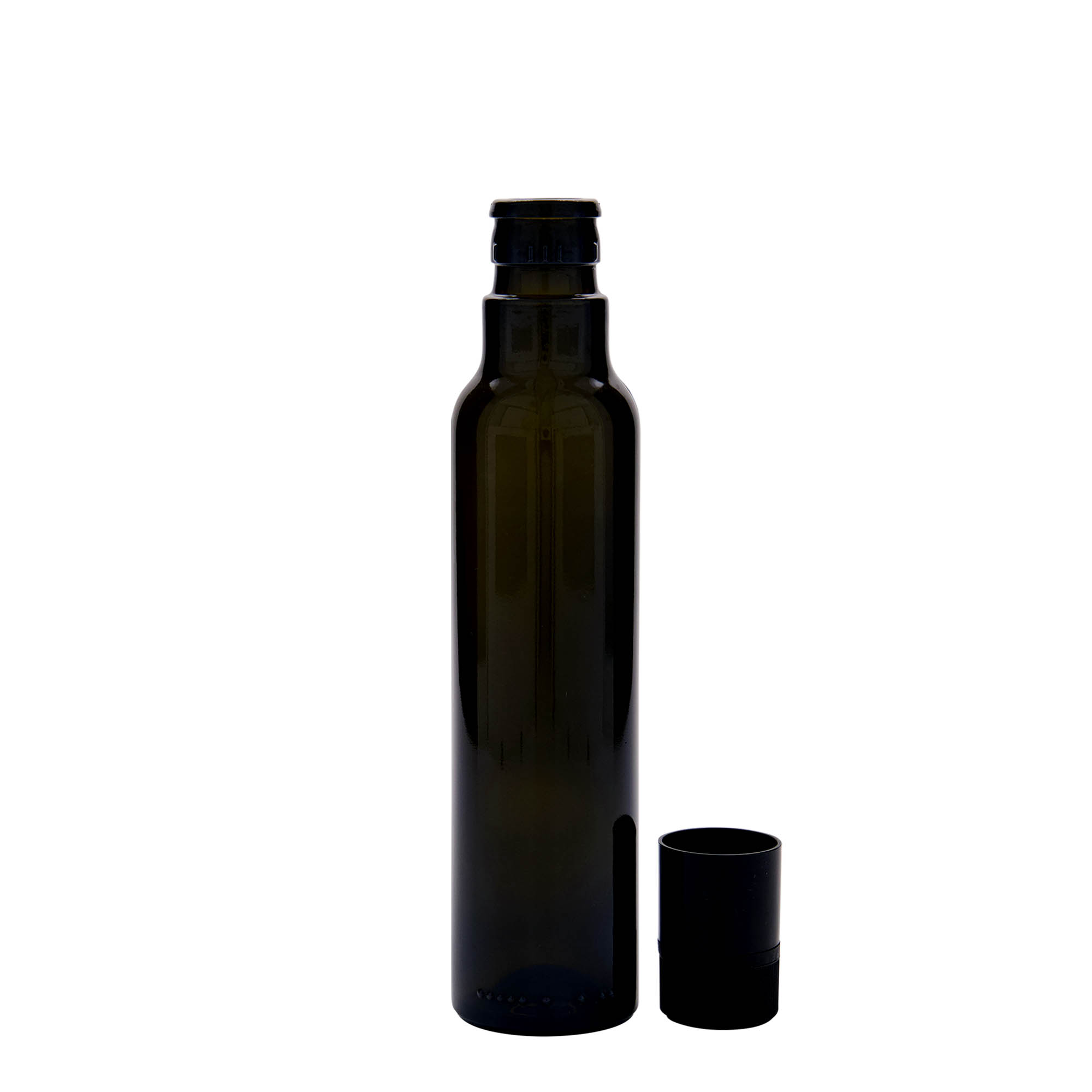 250 ml eddike-/olieflaske »Willy New«, glas, antikgrøn, munding: DOP