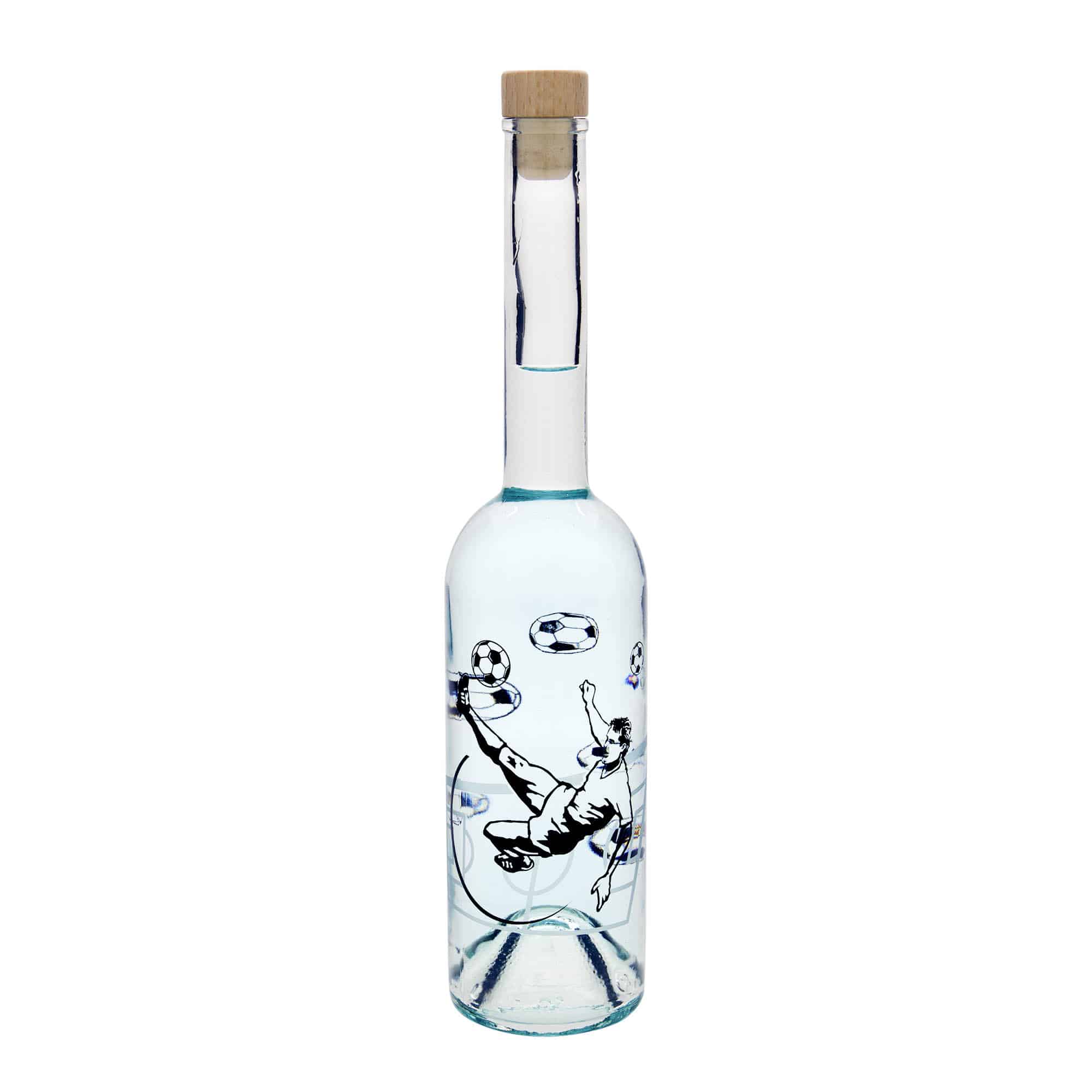 500 ml glasflaske 'Opera', motiv: fodboldspiller, munding: kork