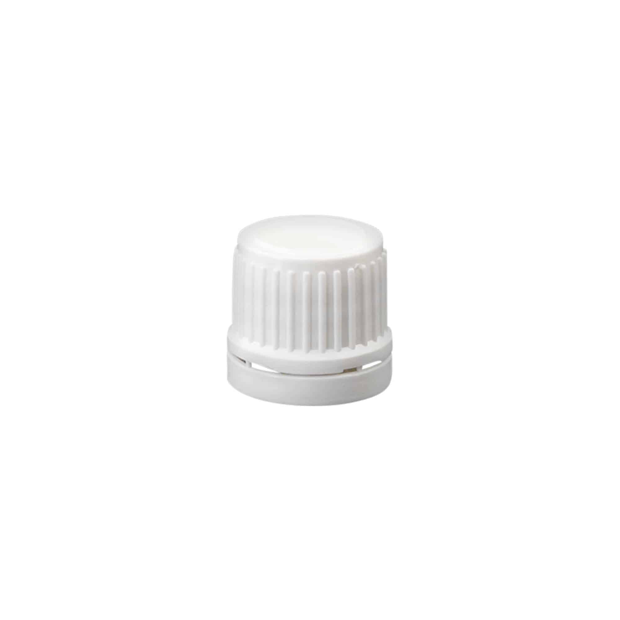 Skruelåg med originalitetslås, PE-plast, hvid, til åbning: DIN 18