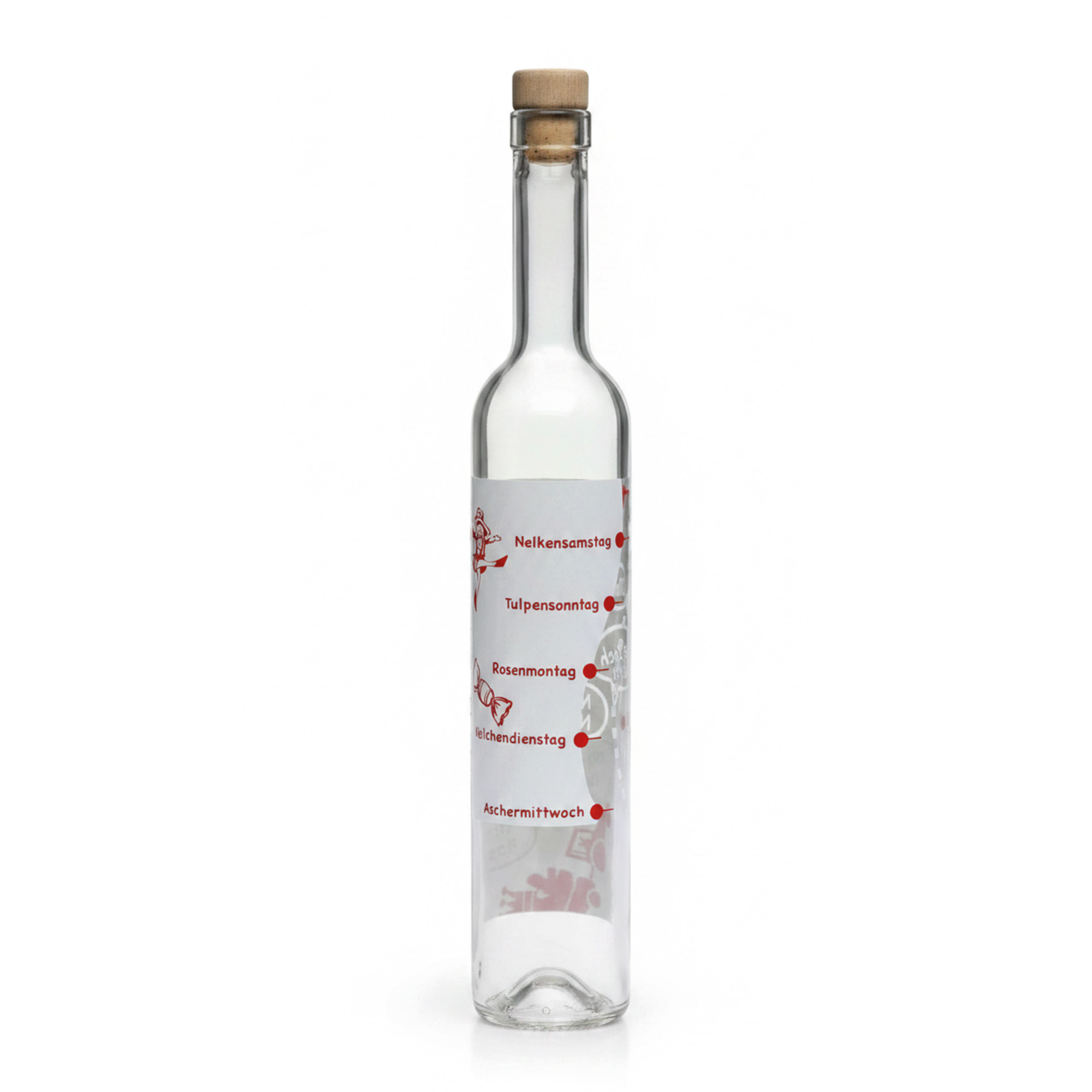500 ml glasflaske Maximo trykt 'Karneval', åbning: kork 500 ml glasflaske Maximo trykt 'Karneval', åbning: kork
