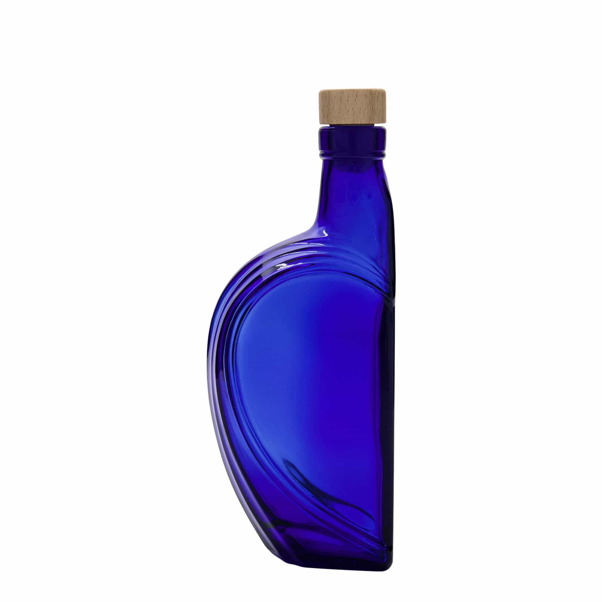 375 ml glasflaske »Sweethearts«, rektangulær, kongeblå, åbning: kork