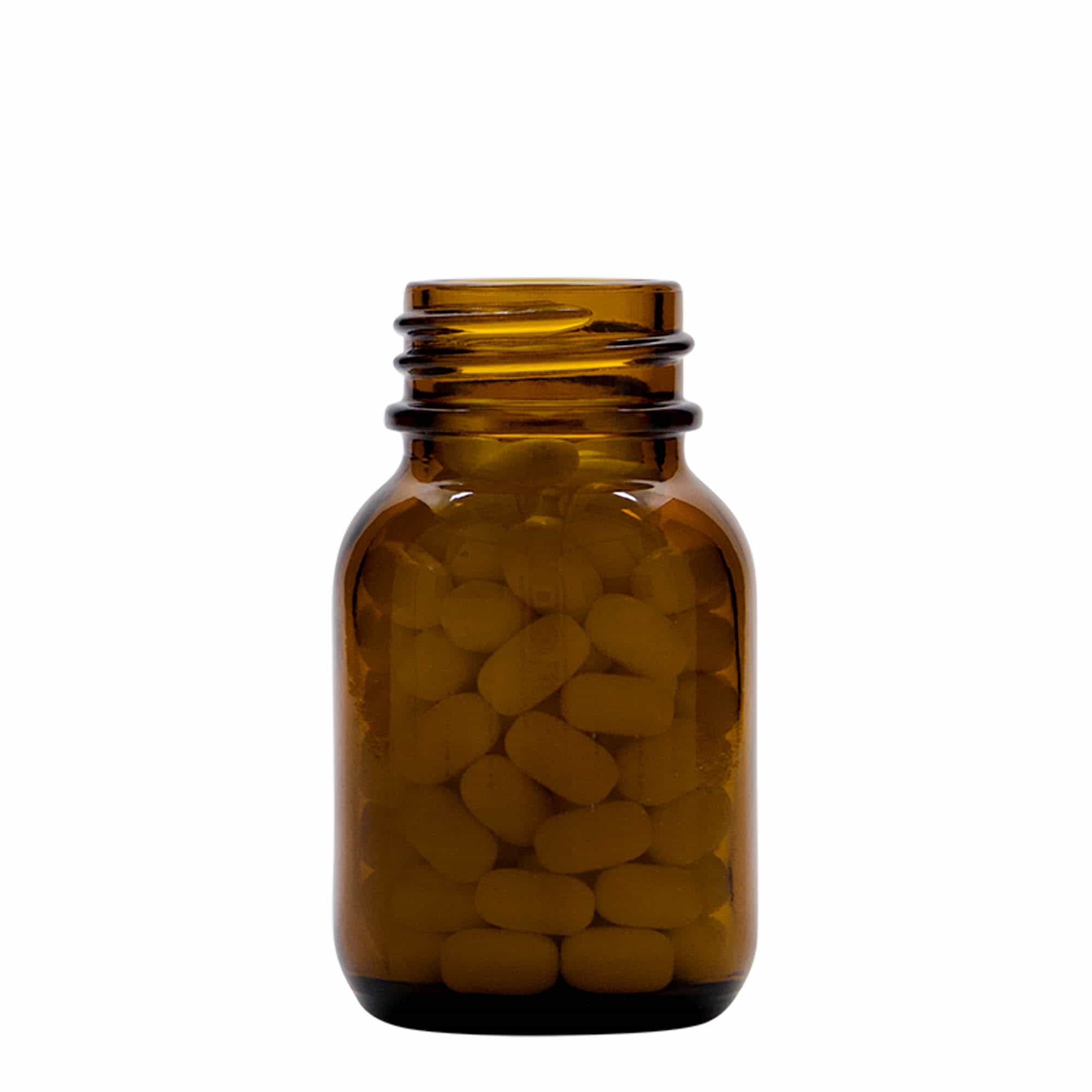 50 ml bredhalset glas, brun, åbning: DIN 32
