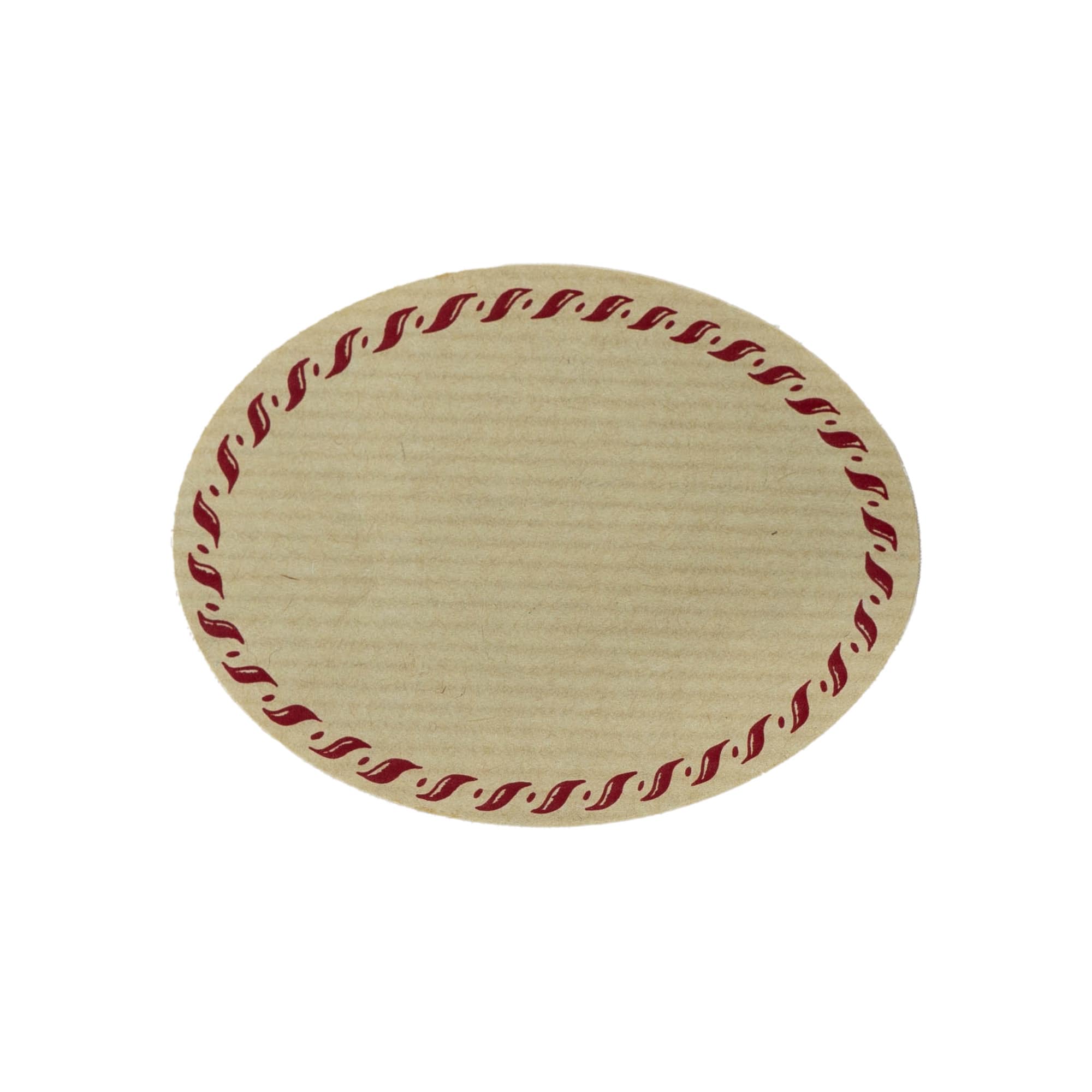 Stort naturmærke 'Snor-kant', oval, papir, rødbrun