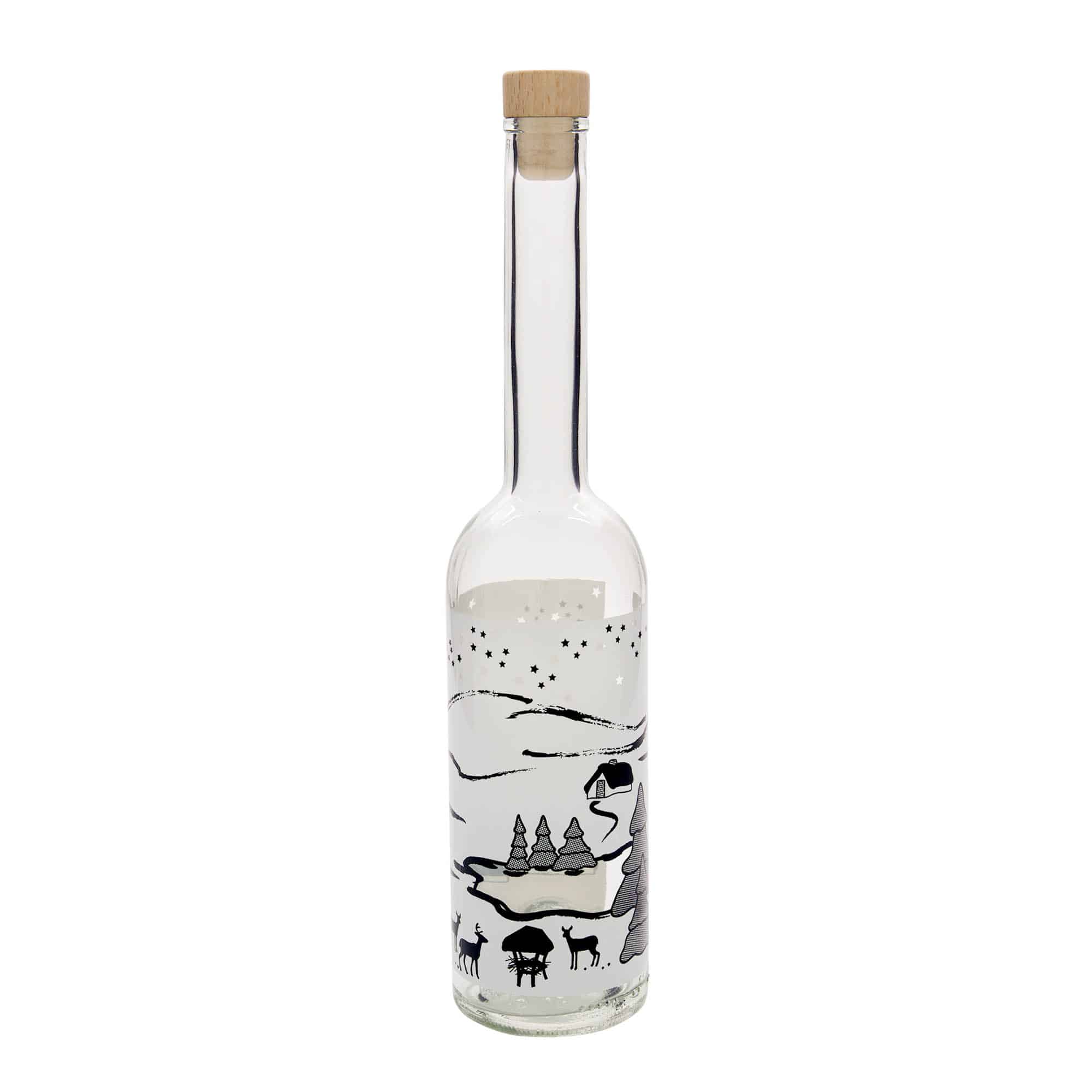 500 ml glasflaske 'Opera', motiv: Vinterdrøm-Bianco, åbning: Kork