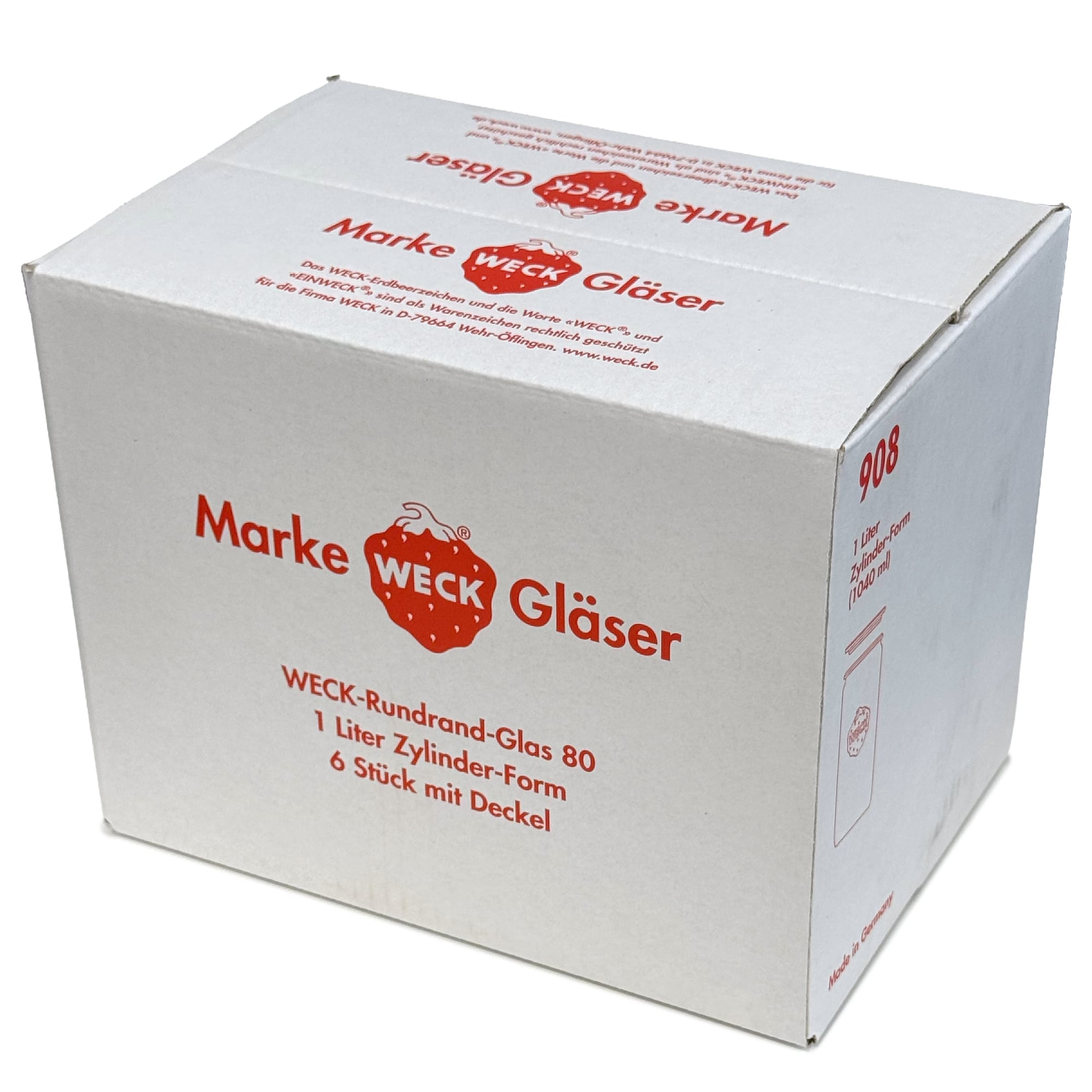 6x 1040 ml WECK-cylinderglas med glaslåg RR 80