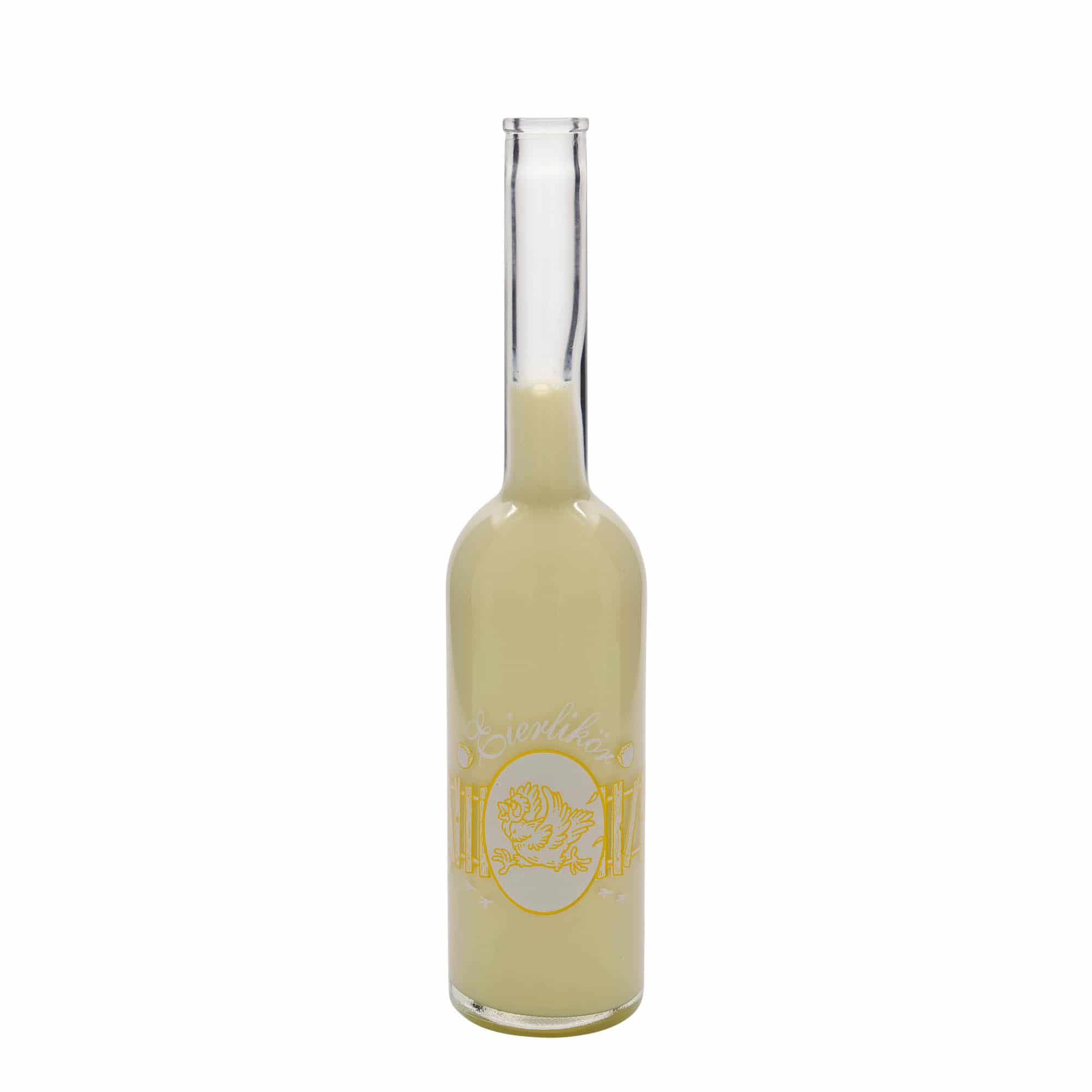 500 ml glasflaske 'Opera', motiv: æggelikør, munding: kork 500 ml glasflaske 'Opera', motiv: æggelikør, munding: kork