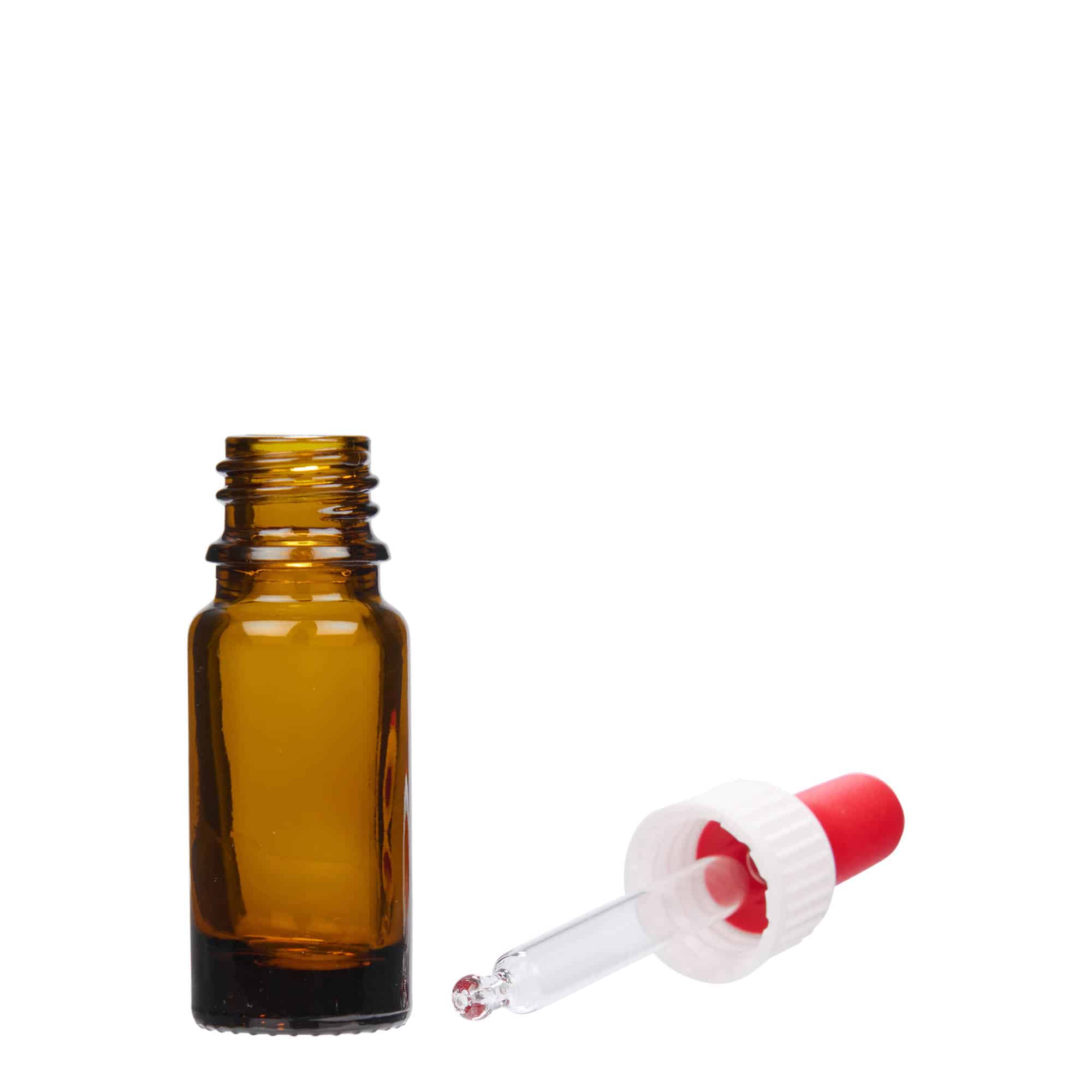 10 ml pipetteflaske, medicin, glas, brun, åbning: DIN 18