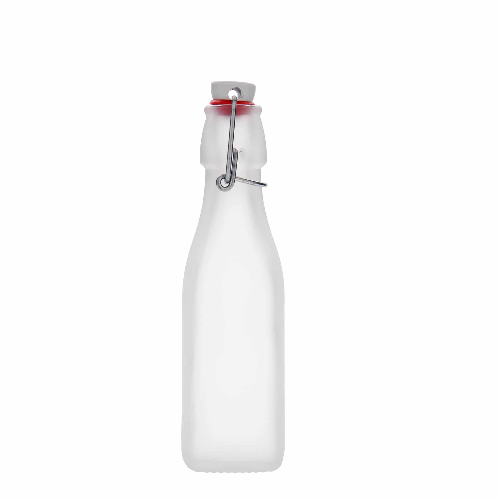250 ml glasflaske 'Swing', kvadratisk, hvid, åbning: Patentlåg