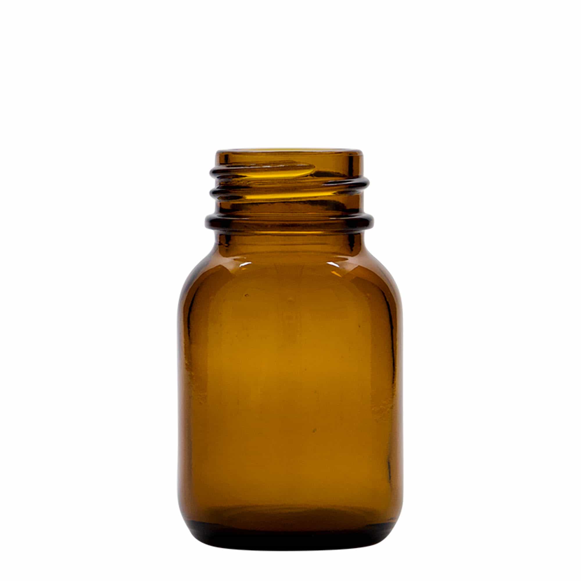 50 ml bredhalset glas, brun, åbning: DIN 32
