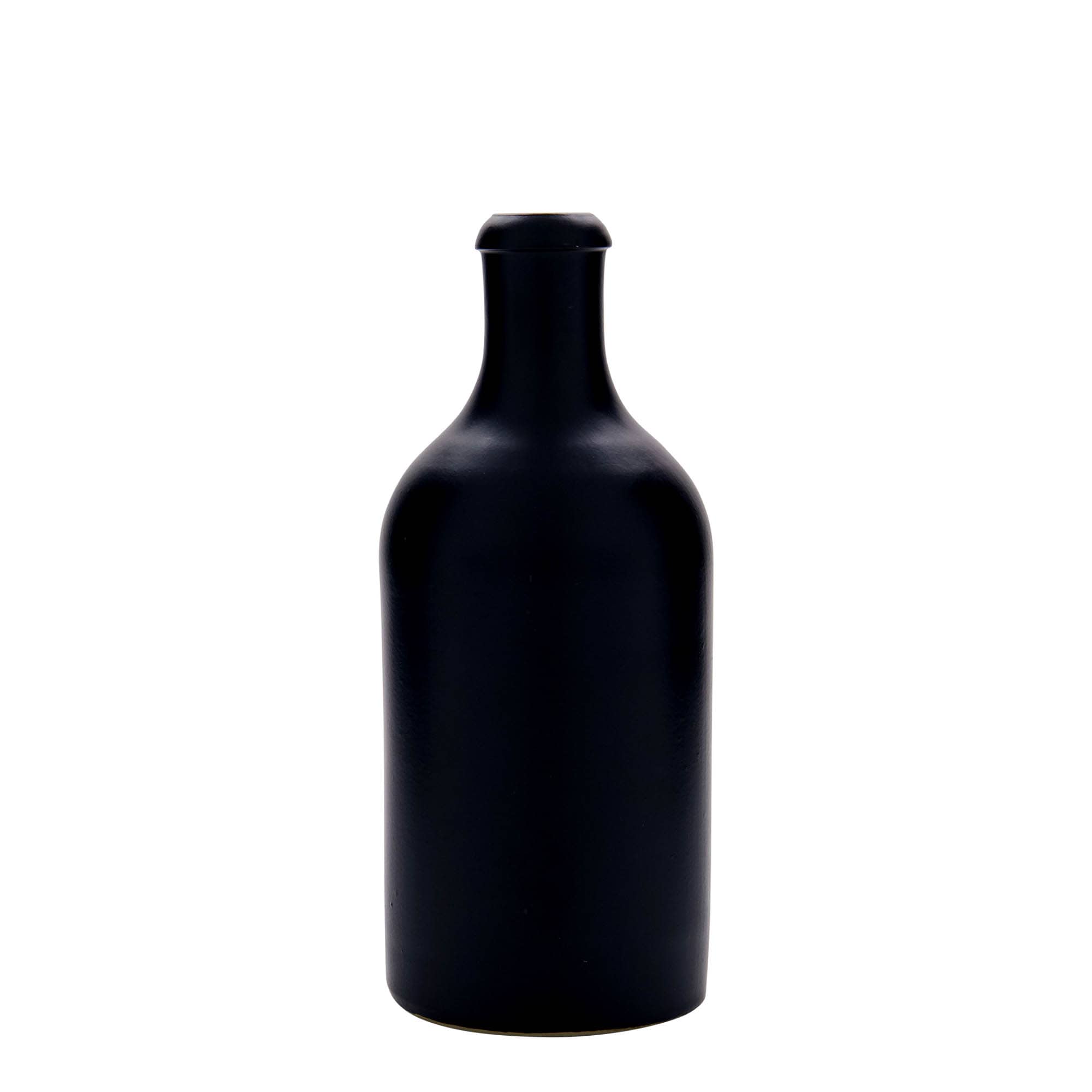 500 ml lerkrus, stentøj, sort, åbning: Kork