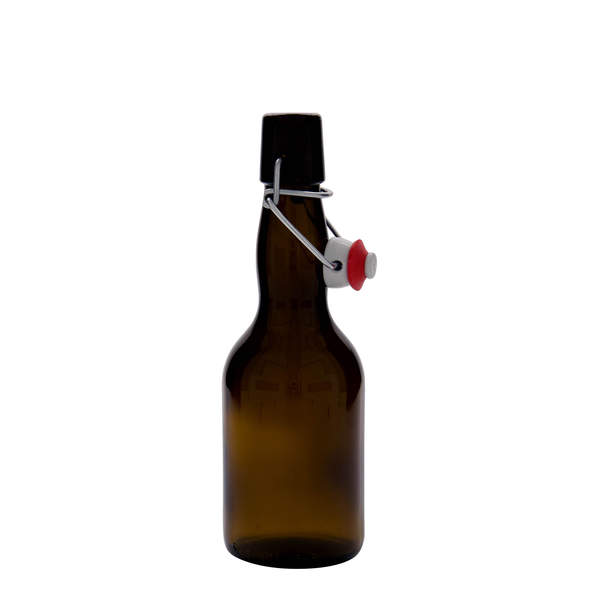 330 ml ølflaske med kravehals, glas, brun, åbning: patentprop
