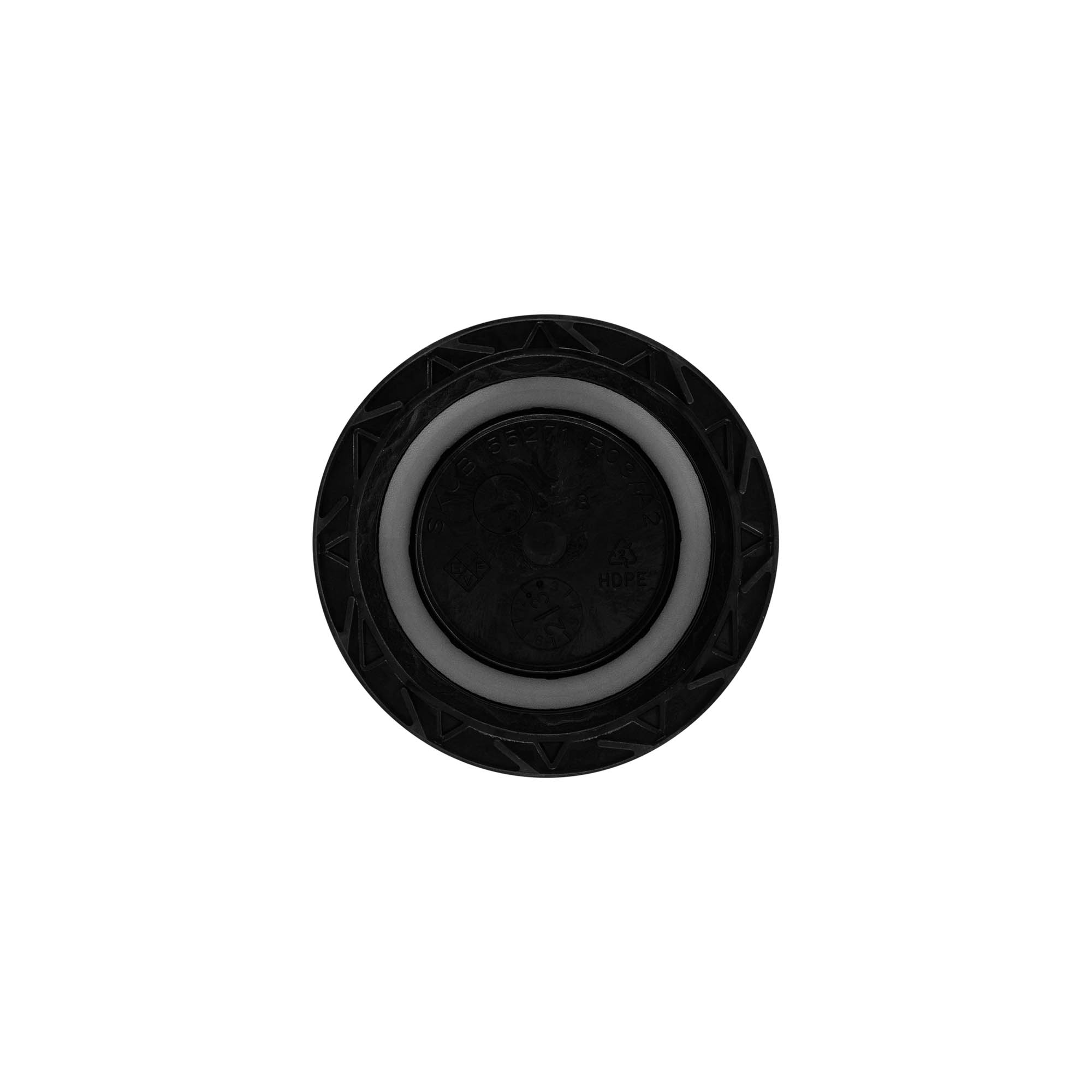 Skruelåg, PP-plast, sort, til åbning: ND55 Skruelåg, PP-plast, sort, til åbning: ND55