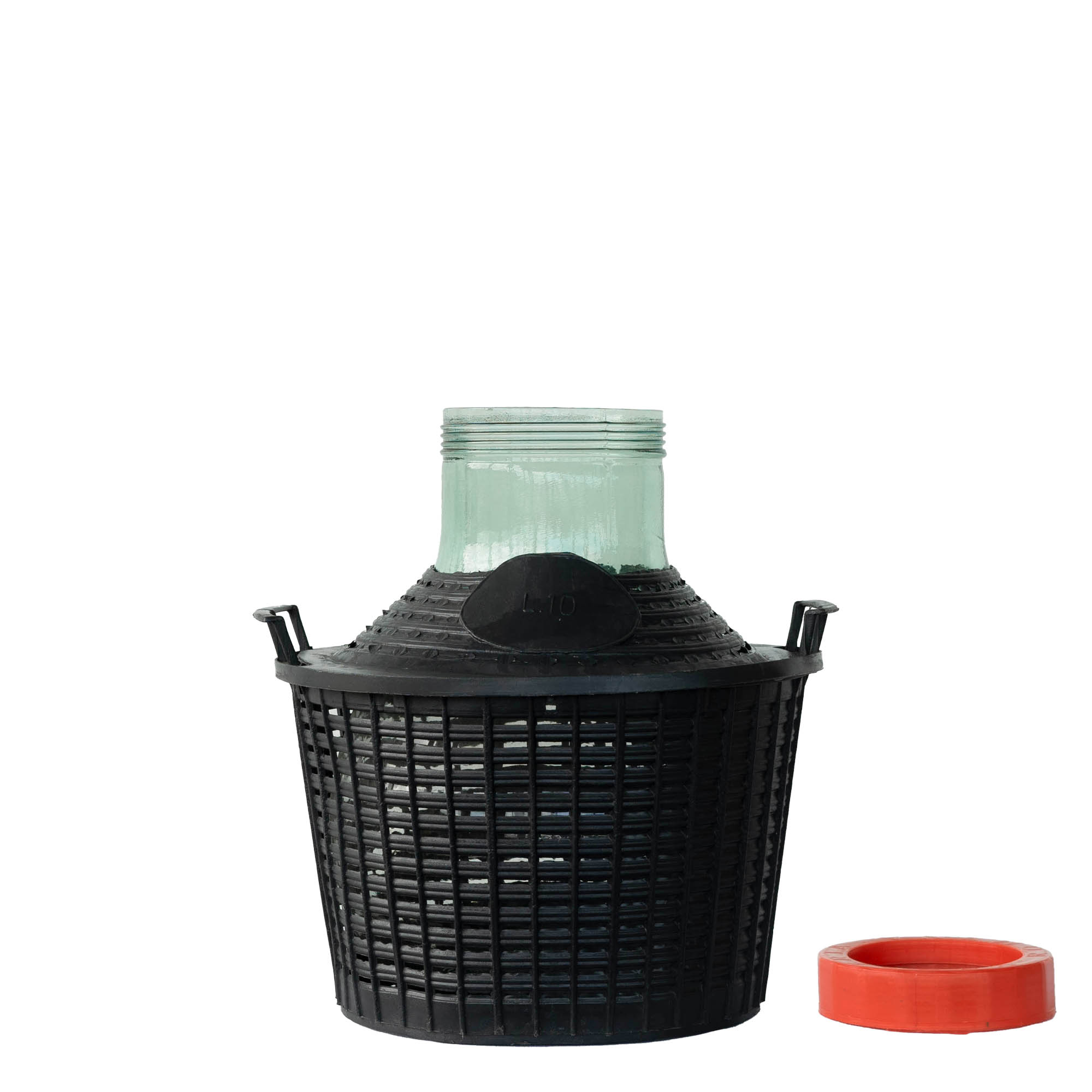 10 l ballonflaske med bred hals, glas, åbning: skruelåg