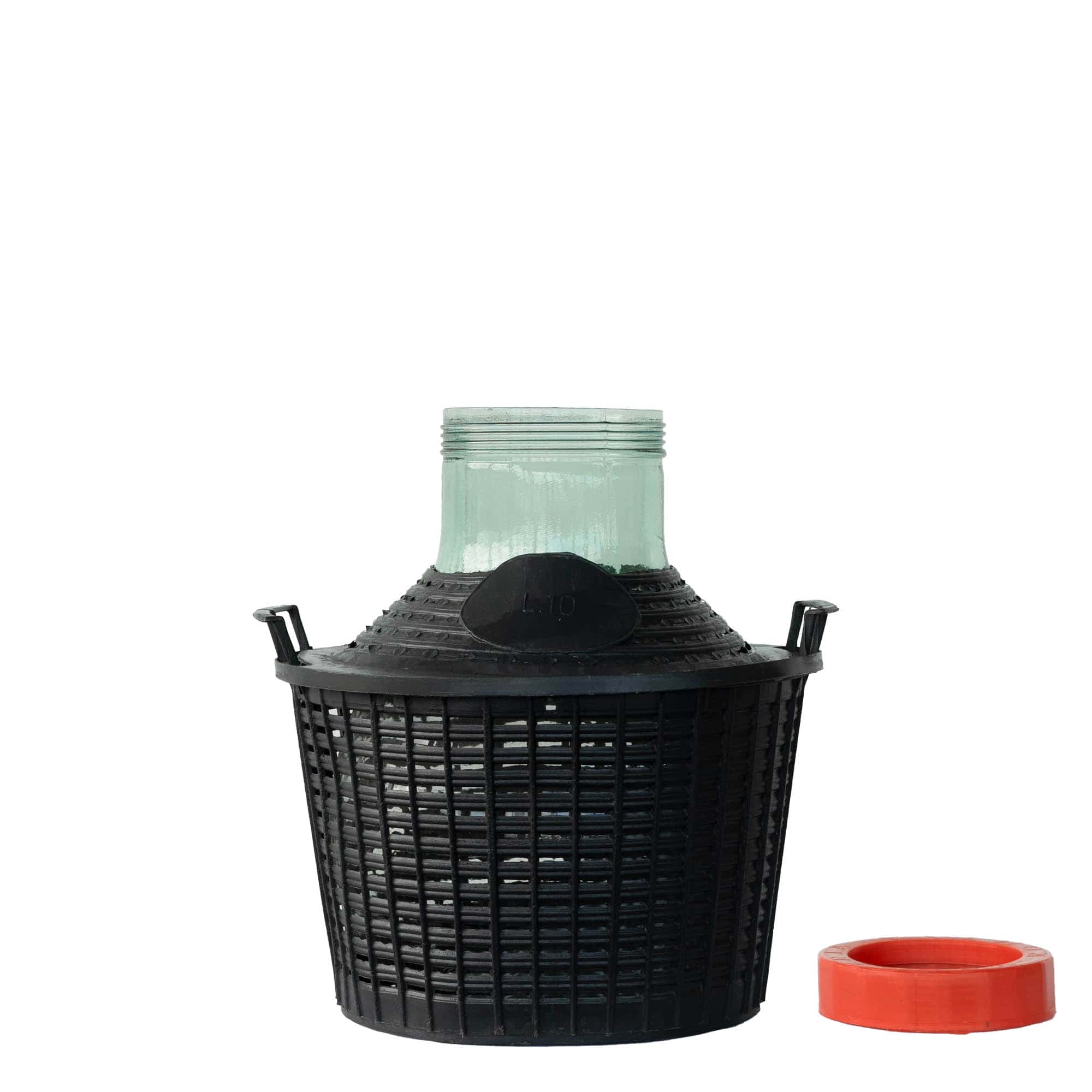 10 l ballonflaske med bred hals, glas, åbning: skruelåg