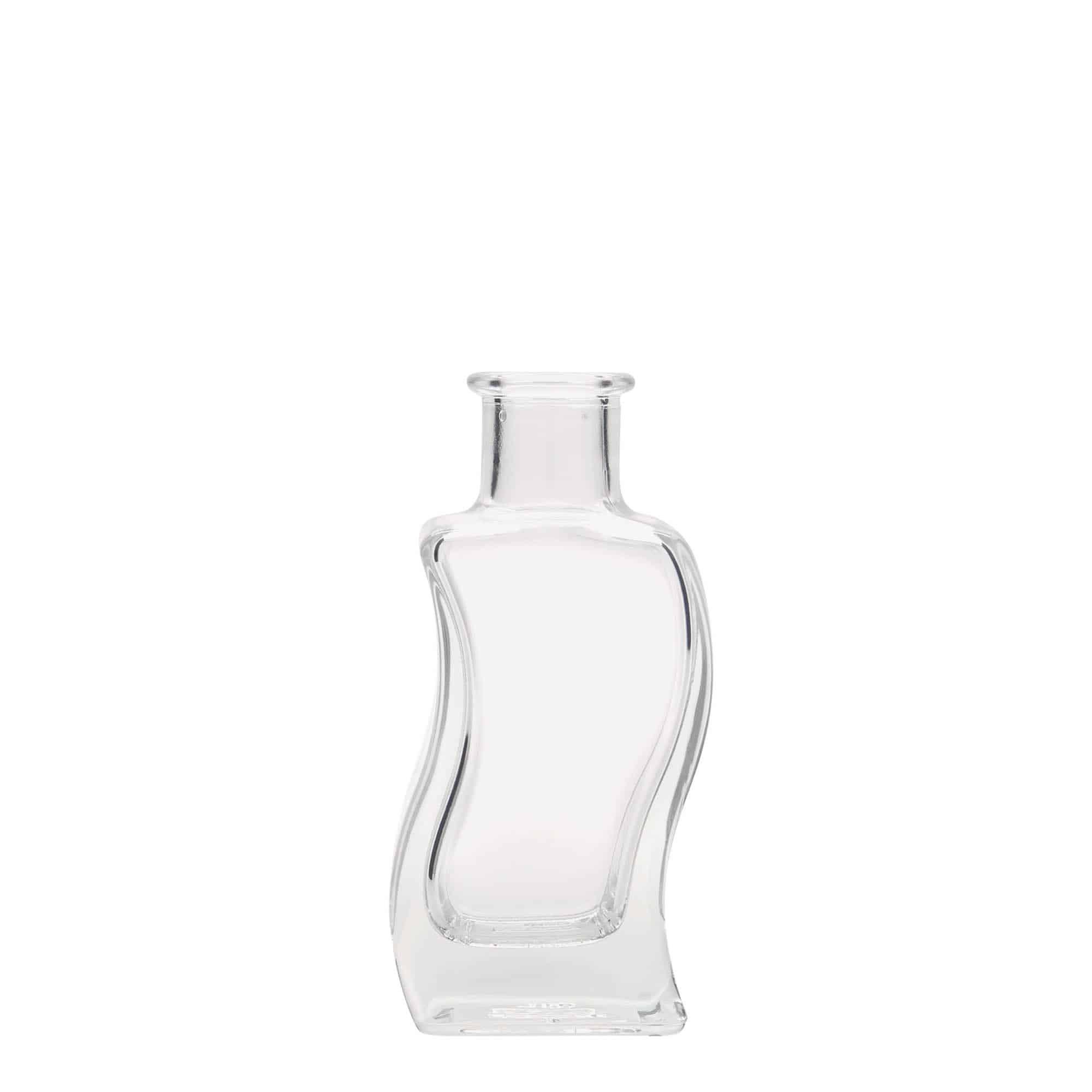 100 ml glasflaske 'Bølge', kvadratisk, åbning: Kork 100 ml glasflaske 'Bølge', kvadratisk, åbning: Kork
