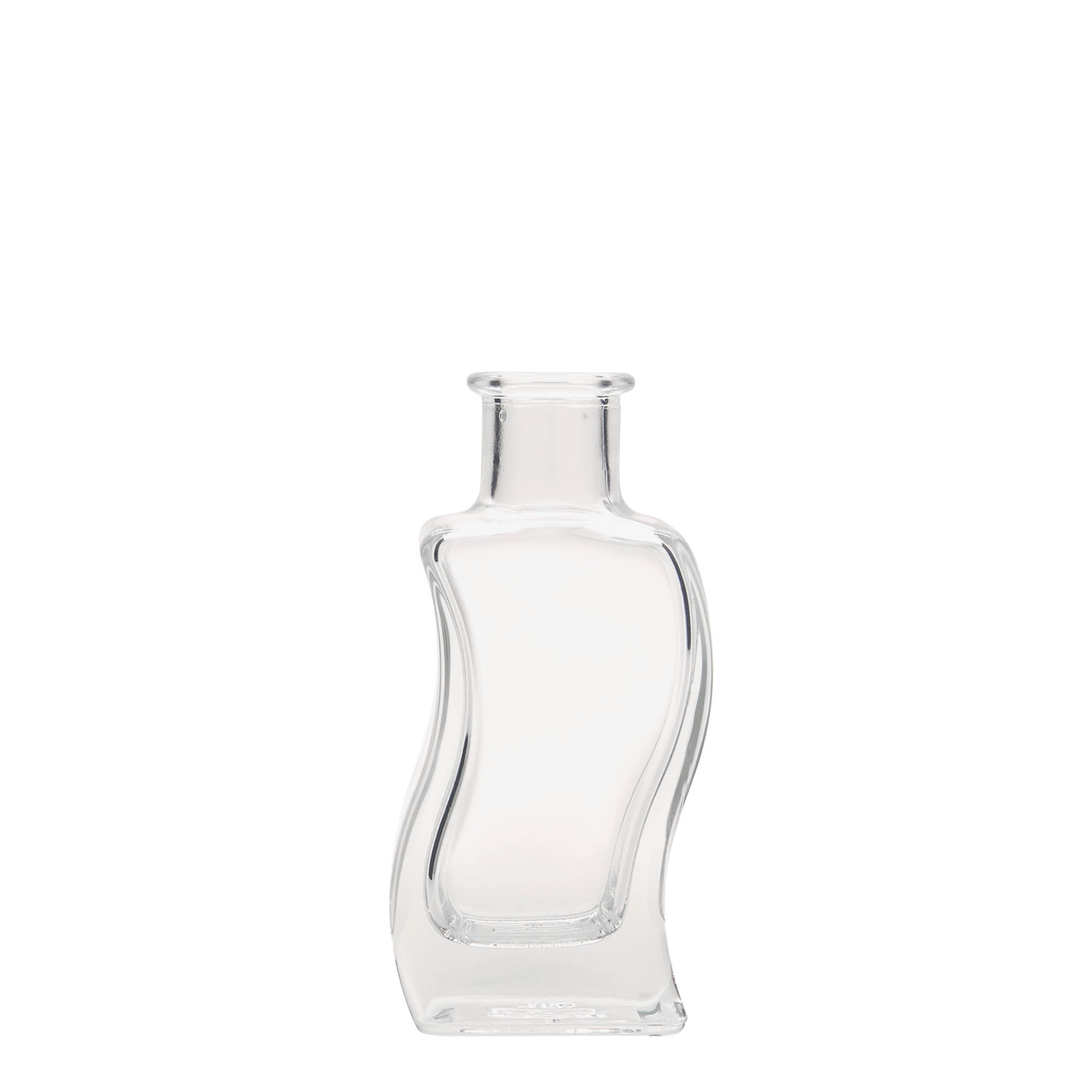 100 ml glasflaske 'Welle', firkantet, åbning: kork 100 ml glasflaske 'Welle', firkantet, åbning: kork