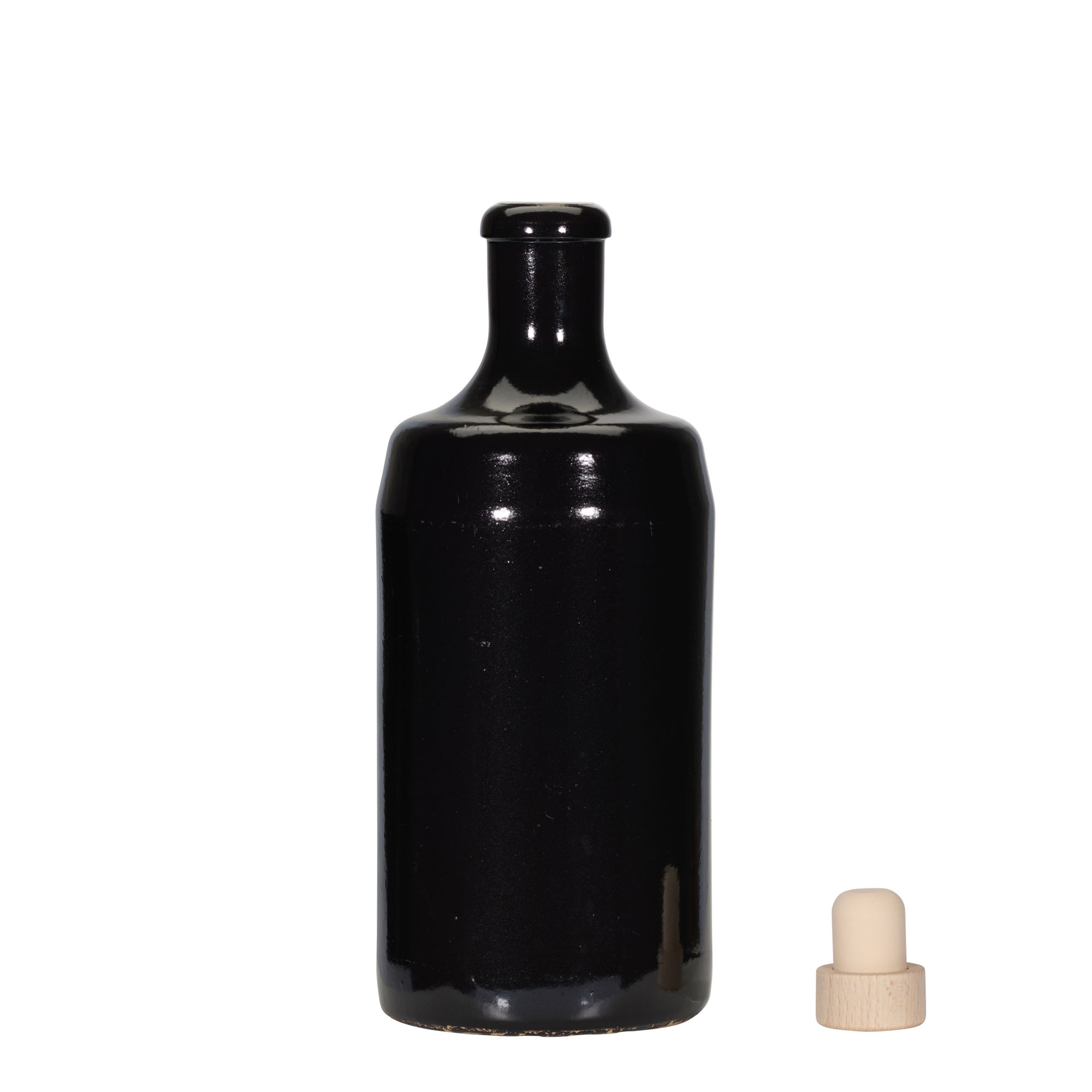 700 ml Tonkrukke 'Calvados, stentøj, sort, munding: kork
