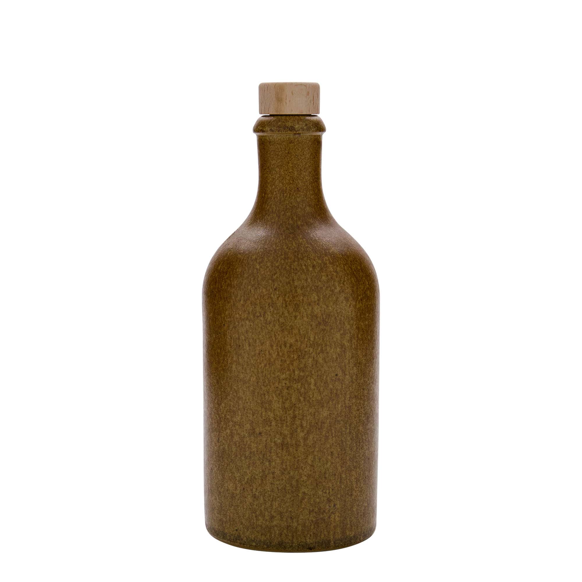 500 ml tonkrukke, stentøj, brun-krystal, åbning: kork
