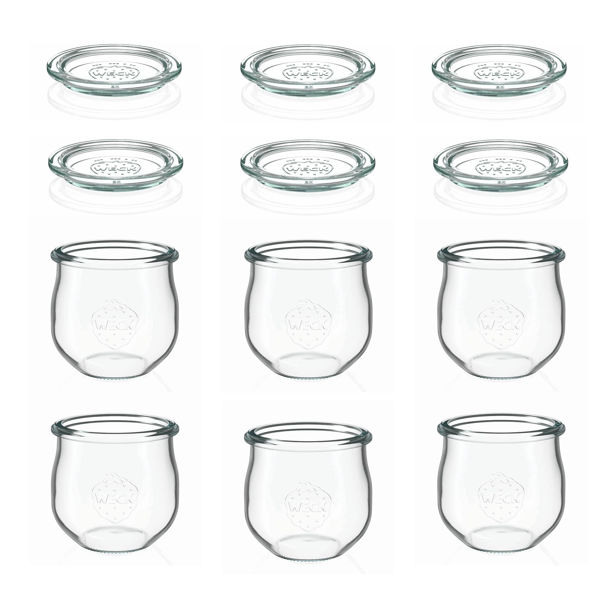 6x 370 ml WECK-tulipanglas med glaslåg RR 80