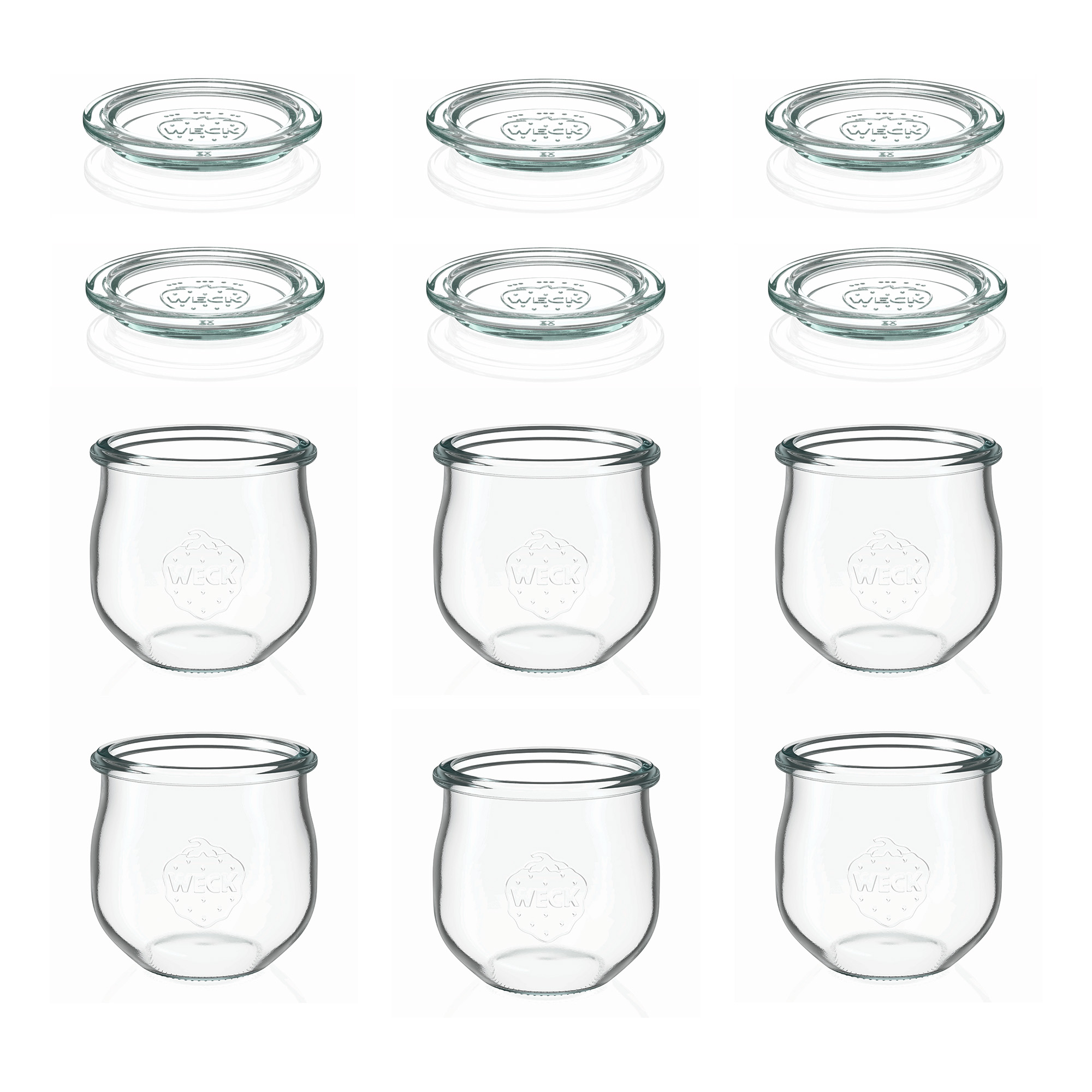 6x 370 ml WECK-tulipanglas med glaslåg RR 80