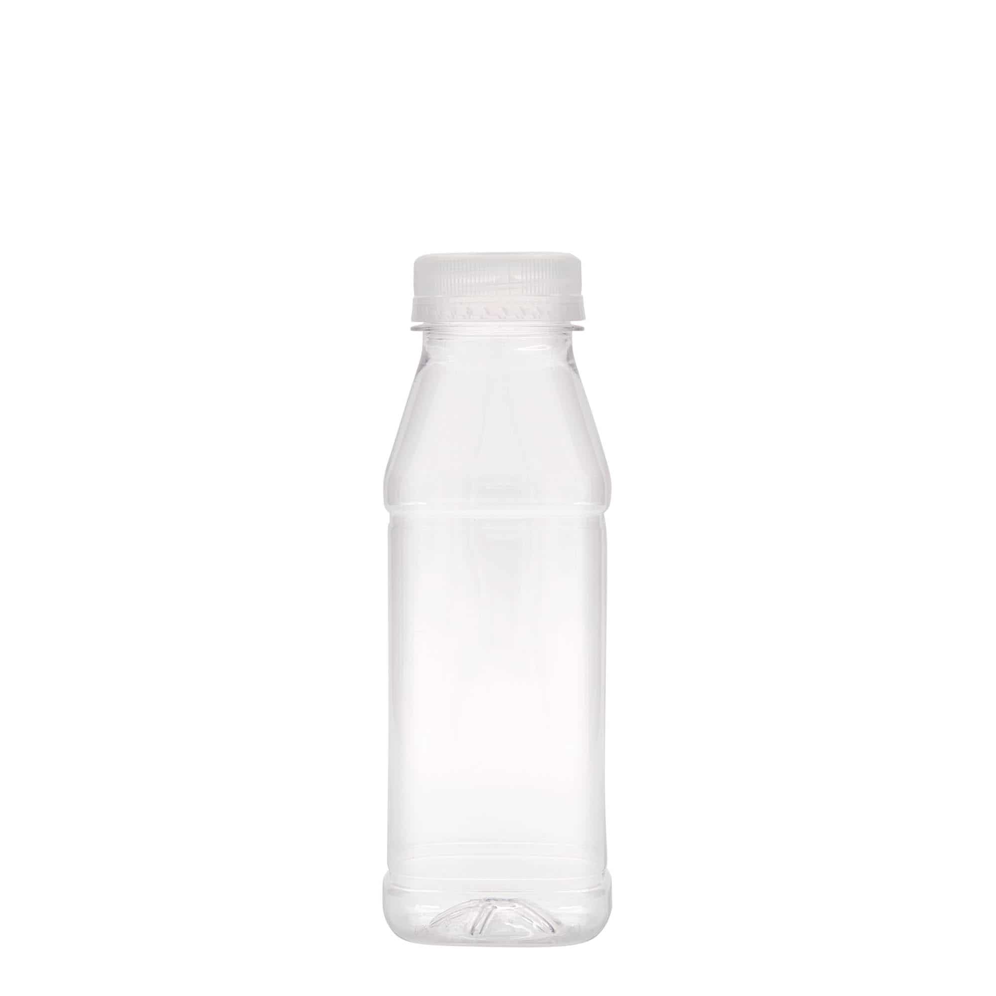 330 ml PET-flaske 'Milk and Juice Carré', kvadratisk, plast, åbning: 38 mm