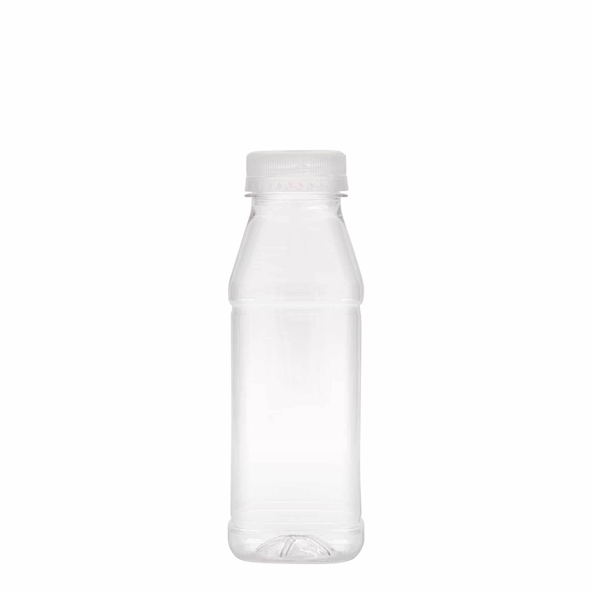 330 ml PET-flaske 'Milk and Juice Carré', firkantet, plastik, åbning: 38 mm