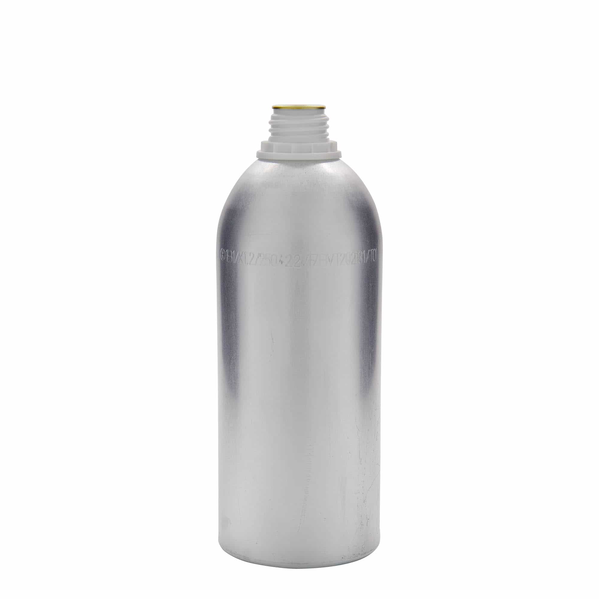 1100 ml aluminiumflaske, metal, sølv, åbning: DIN 32
