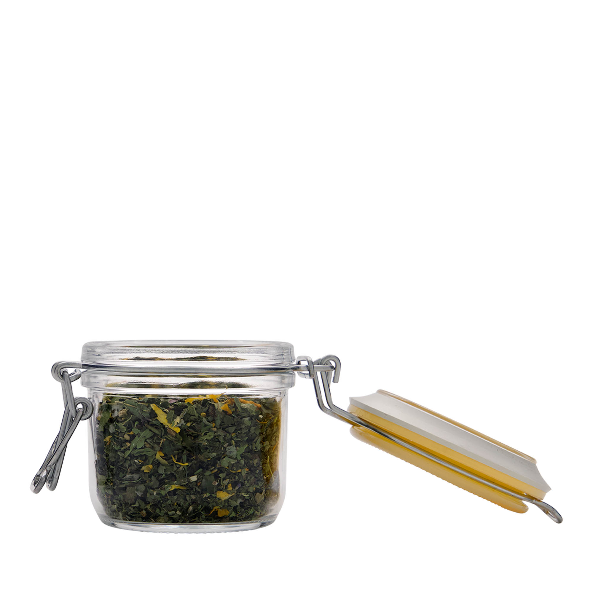 200 ml patentglas med trådlås 'Fido', gul, åbning: trådlåslukning