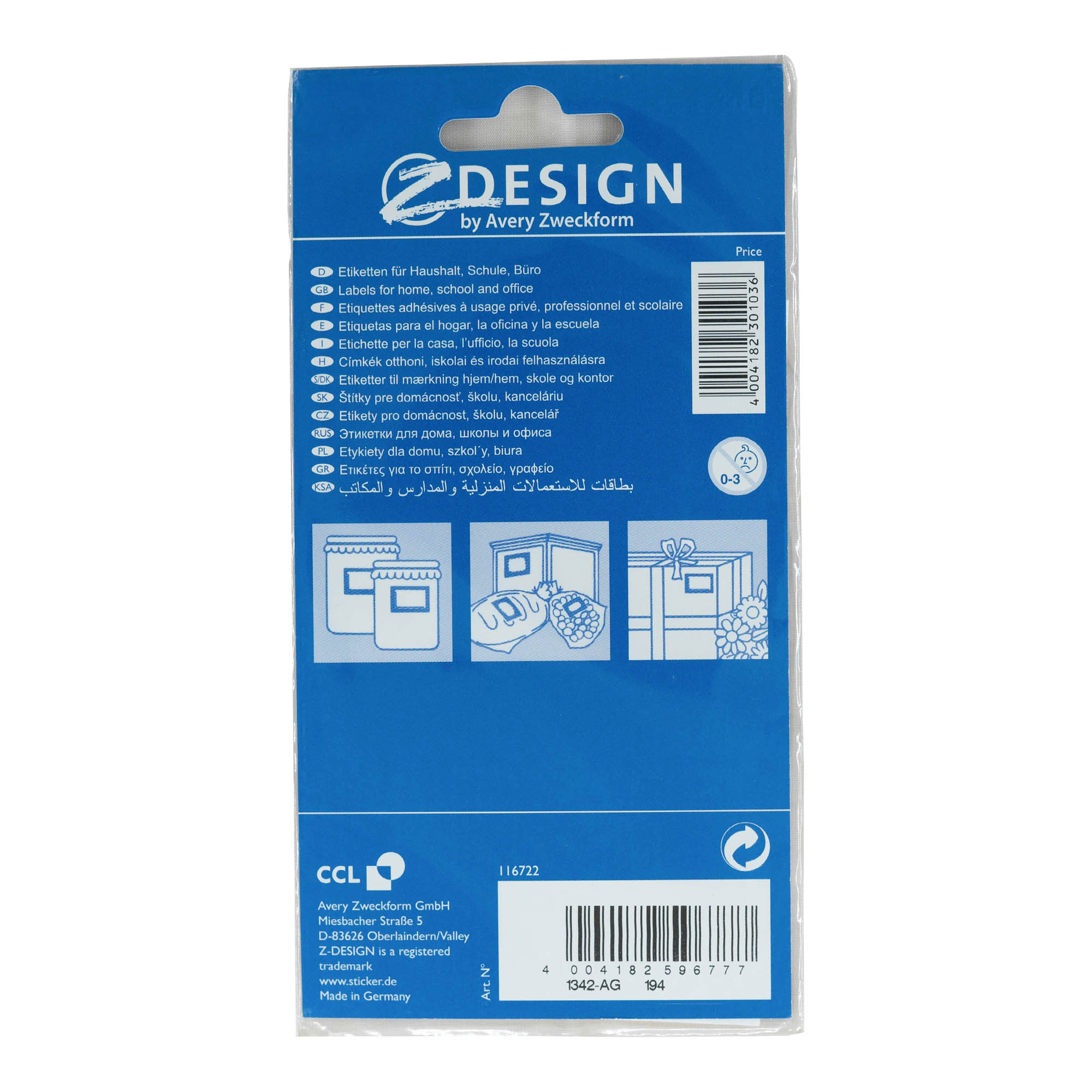 Zweckform etiketter 'Frugtkurv', rektangulær, papir, flerfarvet