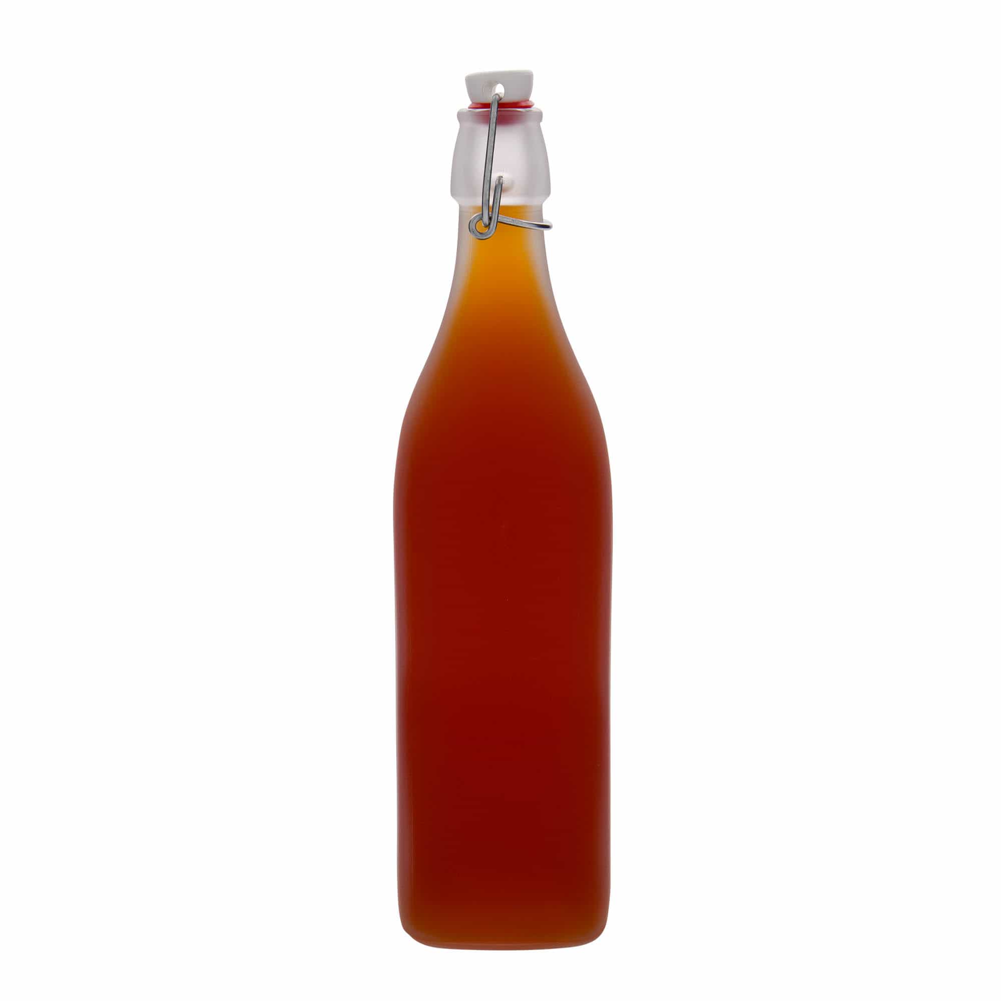 1.000 ml glasflaske 'Swing, firkantet, frostet, åbning: patentprop