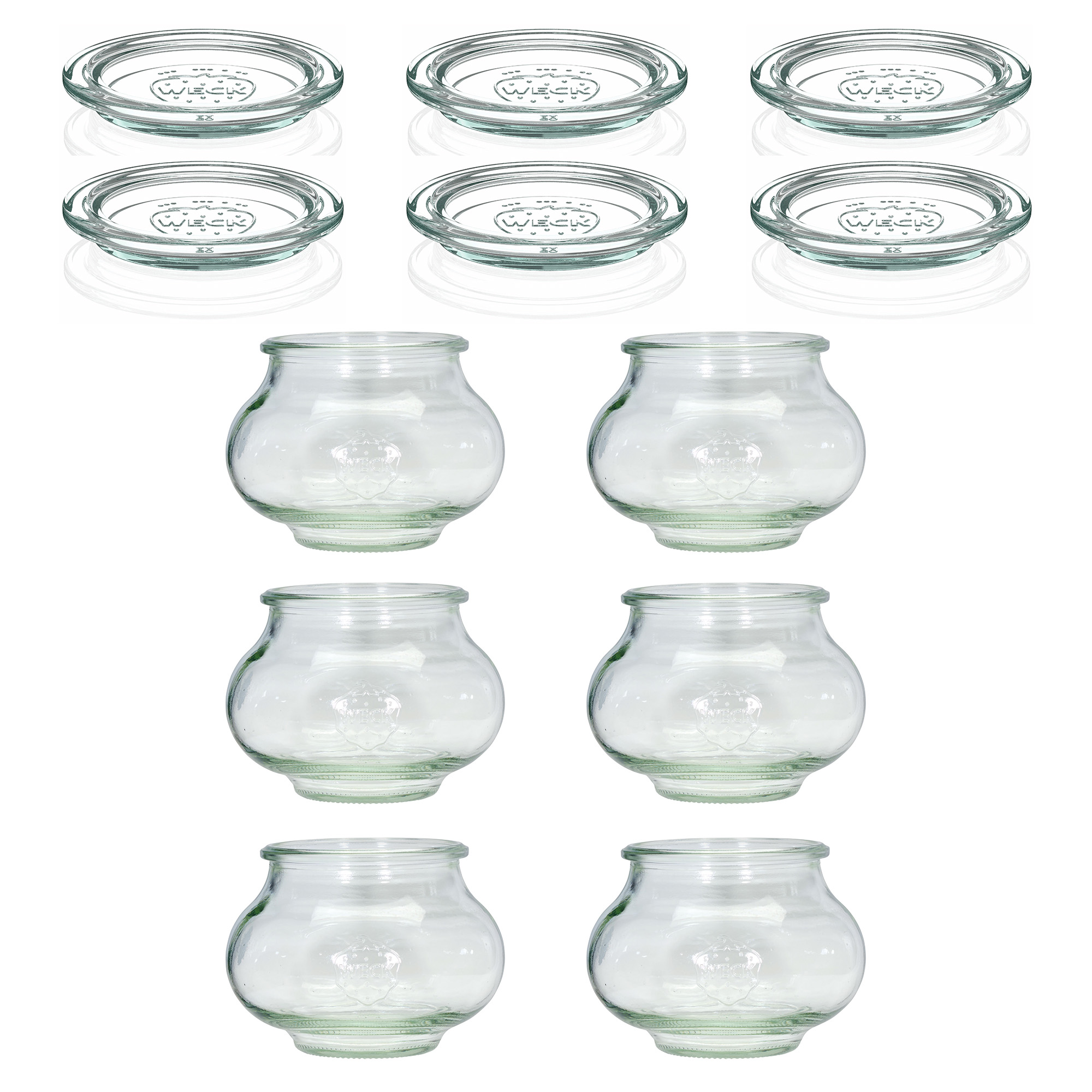 6x 560 ml WECK-smykkeglas med glaslåg RR 80