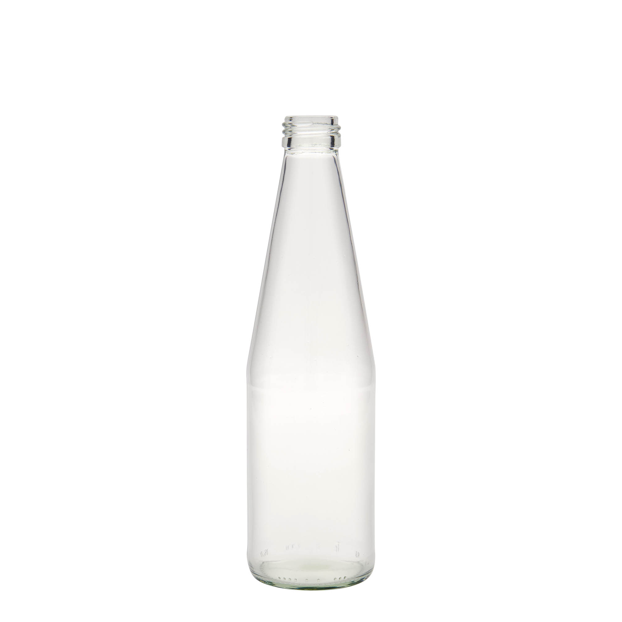 330 ml universelflaske gulerodsform, glas, åbning: PP 28 330 ml universelflaske gulerodsform, glas, åbning: PP 28