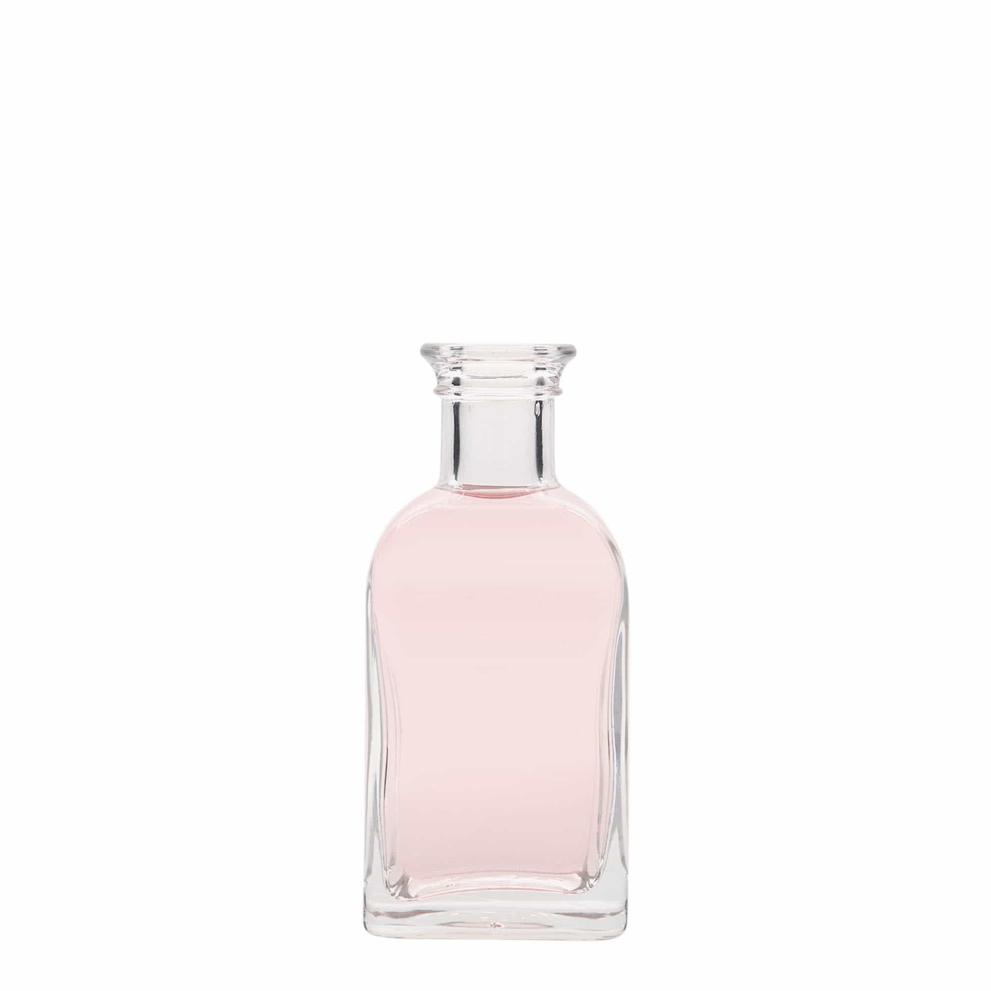 100 ml glasflaske apoteker Carré, firkantet, åbning: kork