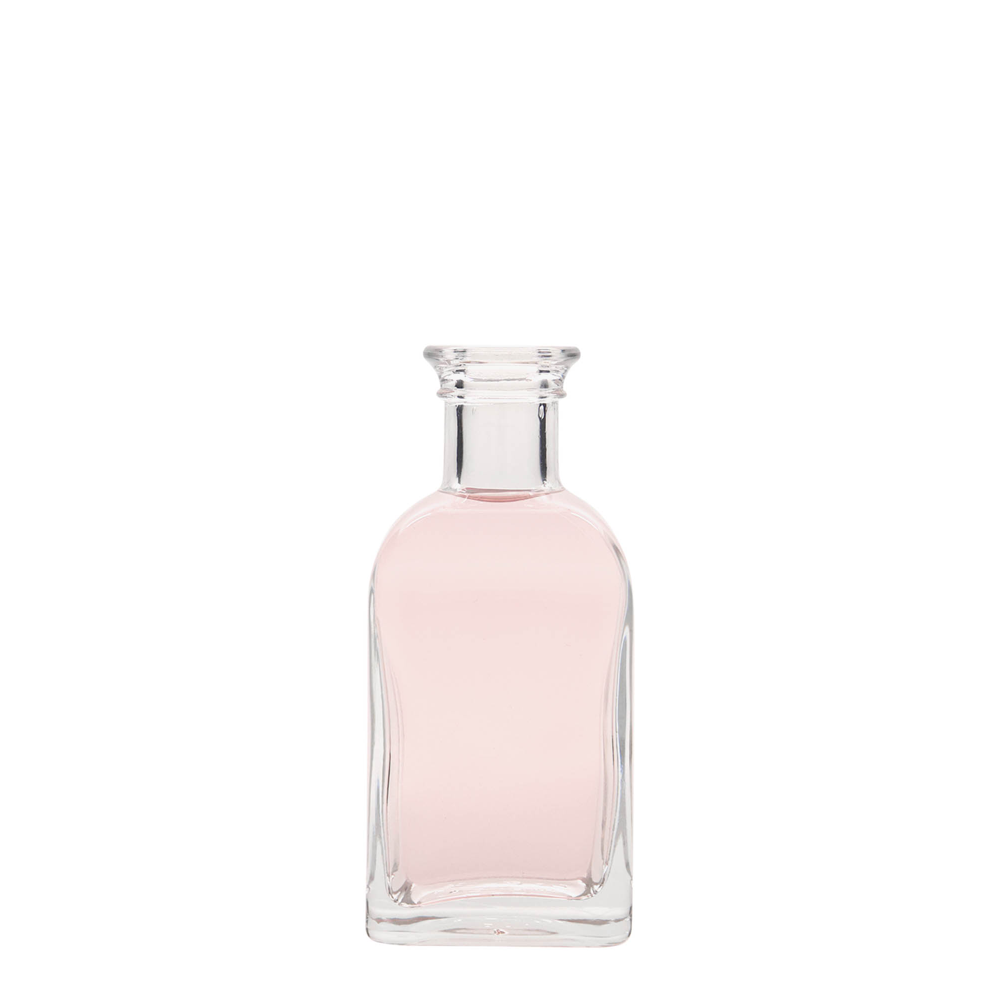 100 ml glasflaske apoteker Carré, firkantet, åbning: kork