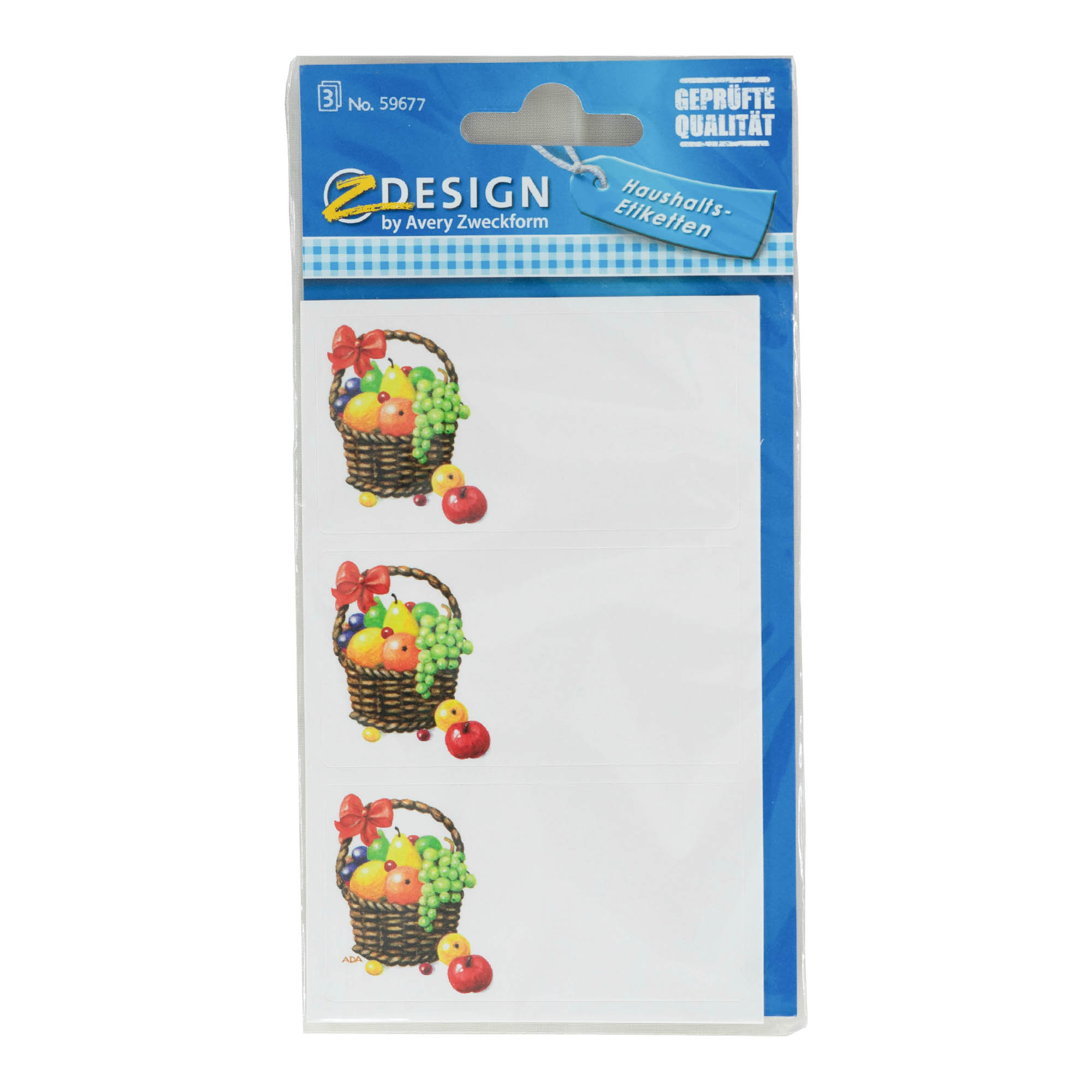 Zweckform etiketter 'Frugtkurv', rektangulær, papir, flerfarvet